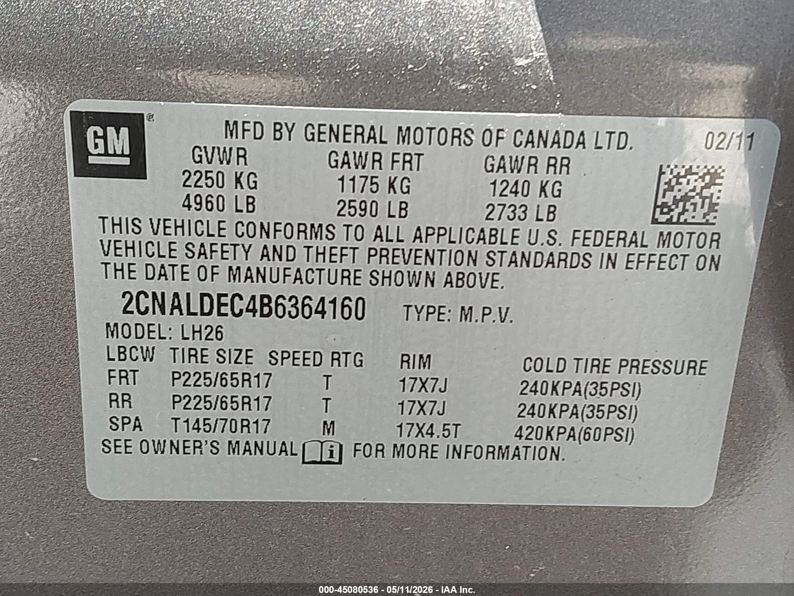 2011 Chevrolet Equinox 1lt Бежевый vin: 2CNALDEC4B6364160