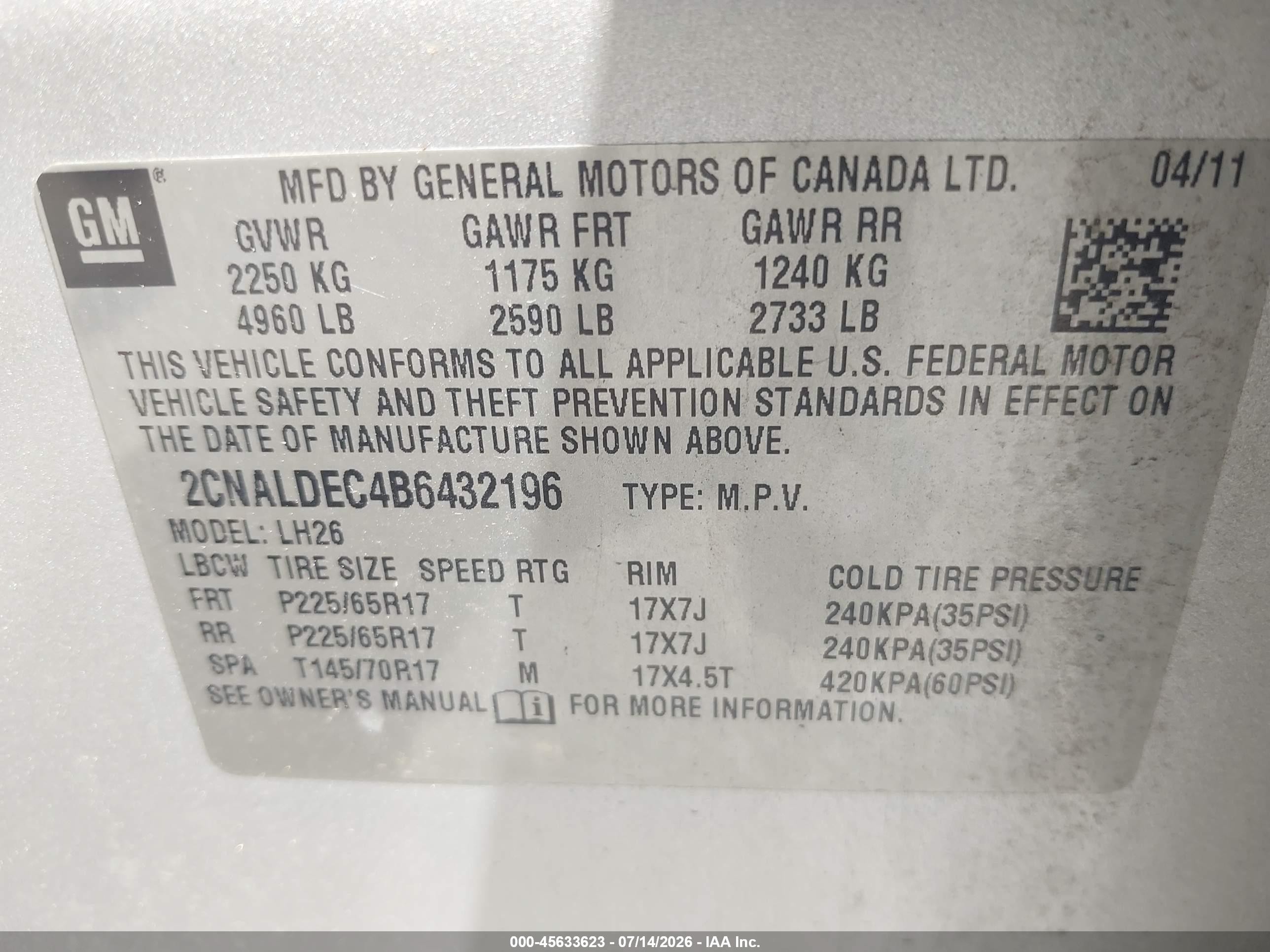 2011 Chevrolet Equinox Lt W/1lt Серебряный vin: 2CNALDEC4B6432196