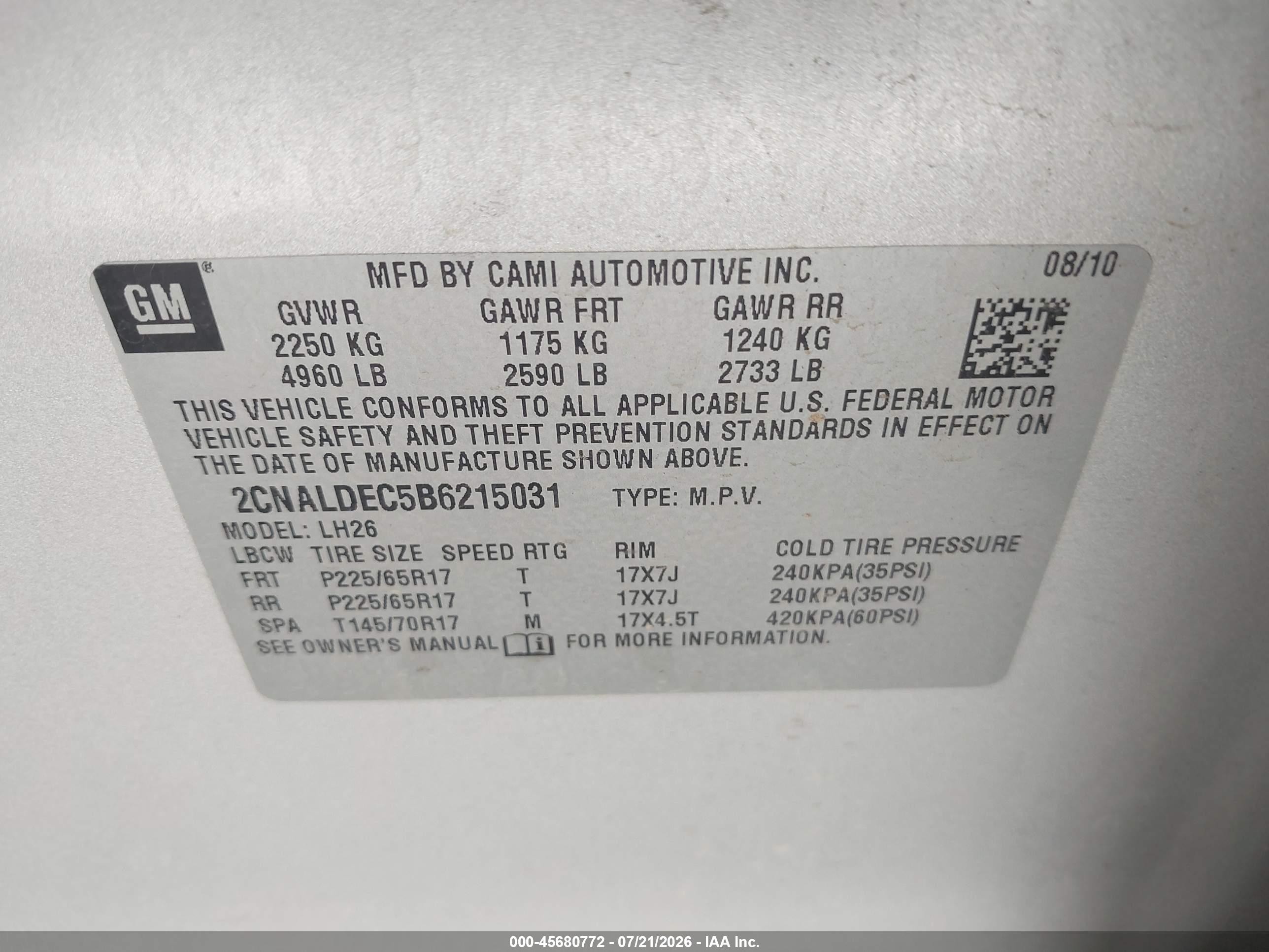 2011 Chevrolet Equinox Lt W/1lt Silver vin: 2CNALDEC5B6215031