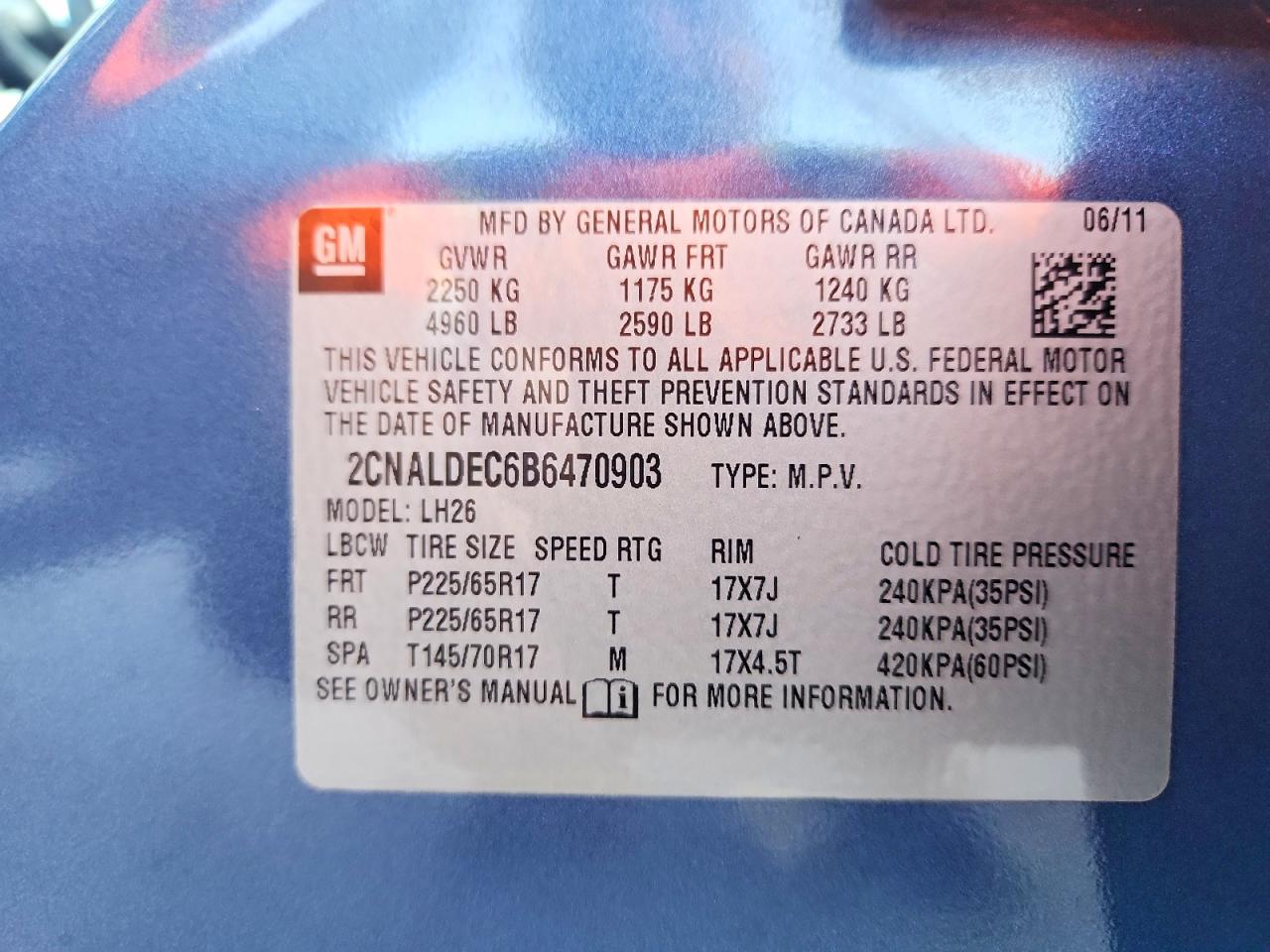 2011 Chevrolet Equinox Lt Синий vin: 2CNALDEC6B6470903