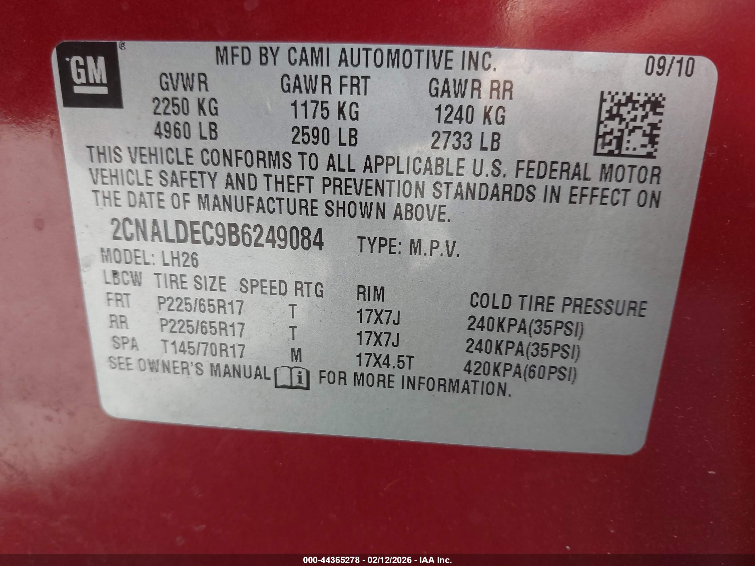 2011 Chevrolet Equinox 1lt Maroon vin: 2CNALDEC9B6249084