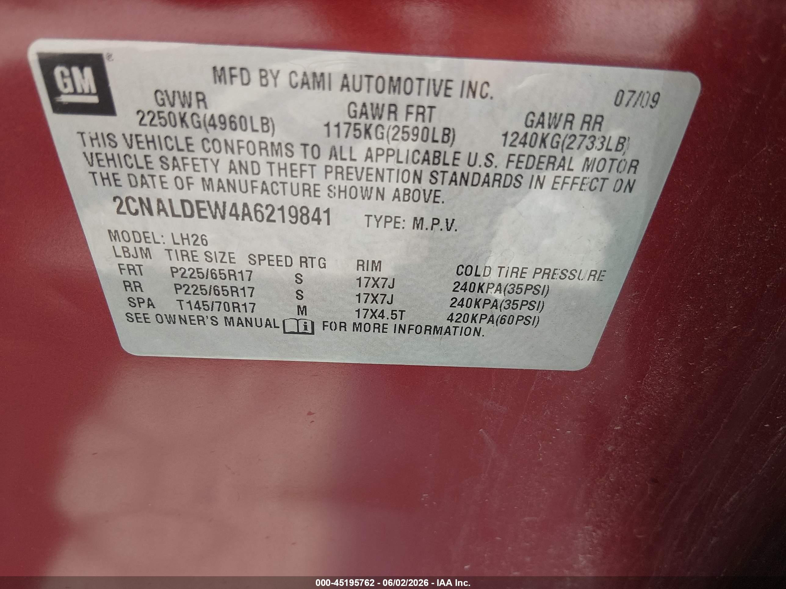 2010 Chevrolet Equinox Lt Maroon vin: 2CNALDEW4A6219841