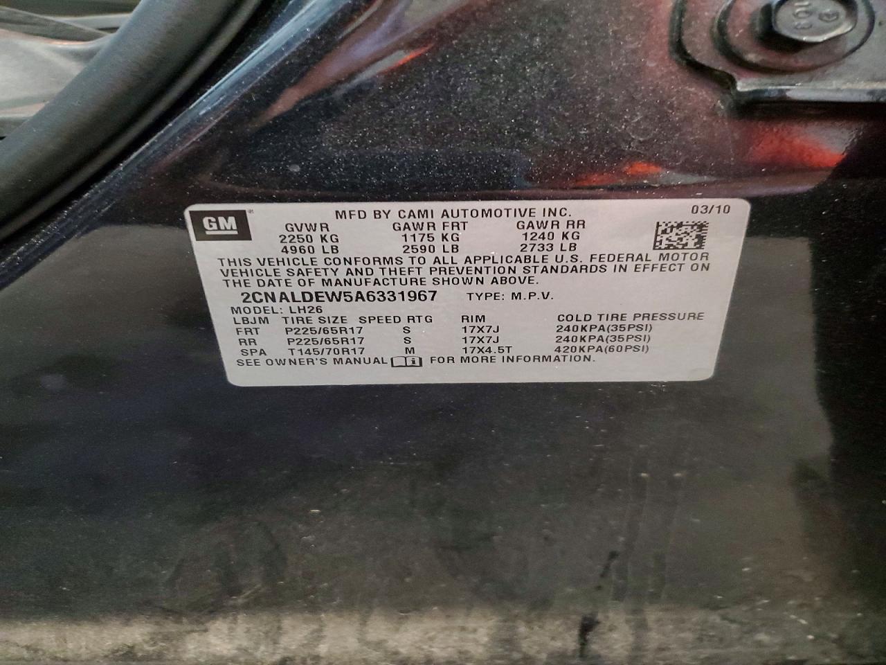 2010 Chevrolet Equinox Lt Charcoal vin: 2CNALDEW5A6331967
