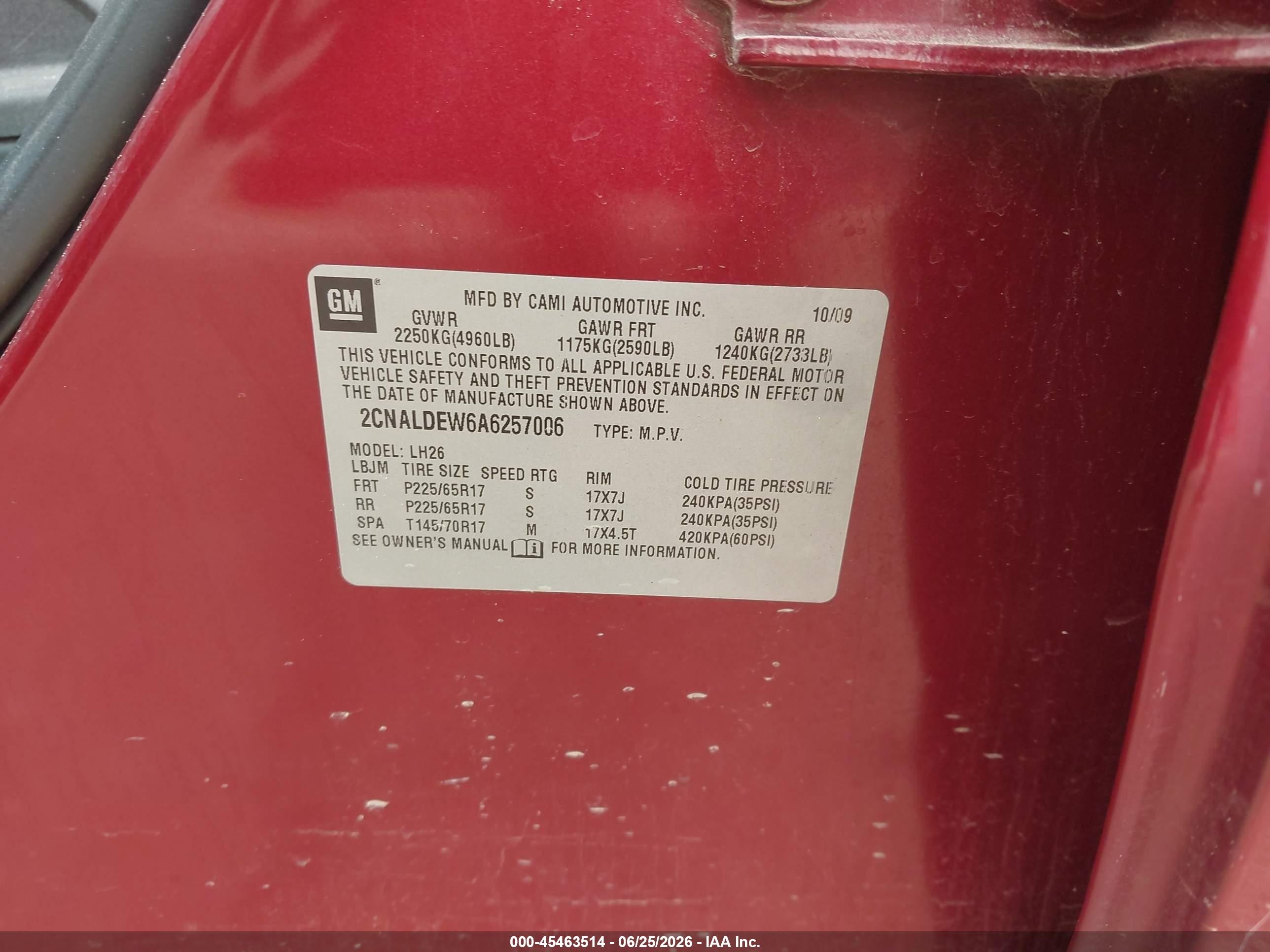 2010 Chevrolet Equinox Lt Burgundy vin: 2CNALDEW6A6257006