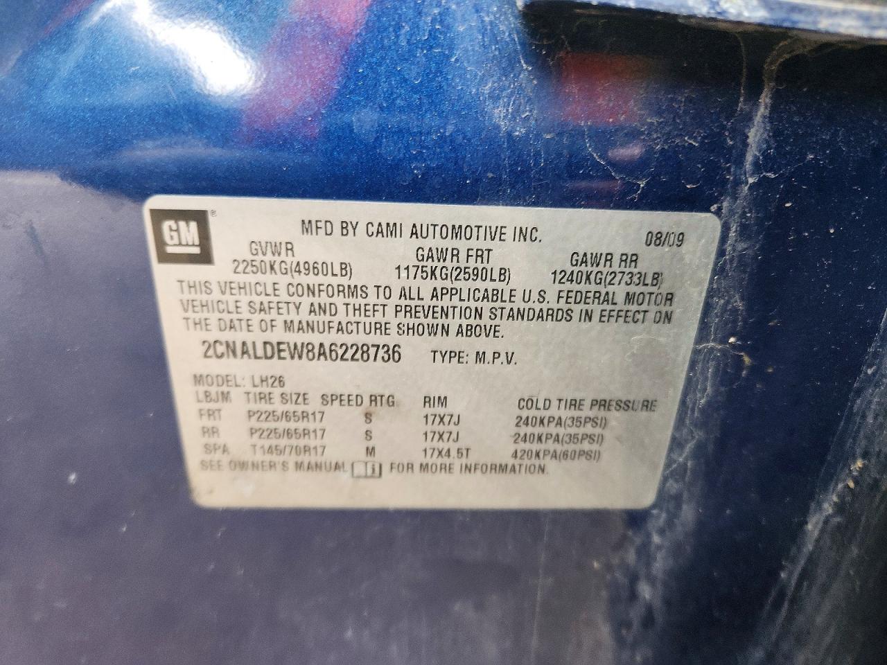 2010 Chevrolet Equinox Lt Blue vin: 2CNALDEW8A6228736