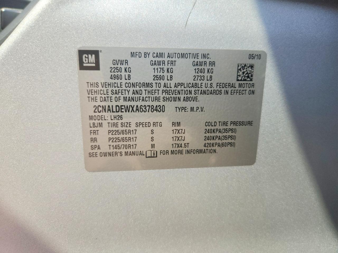 2010 Chevrolet Equinox Lt Серебряный vin: 2CNALDEWXA6378430