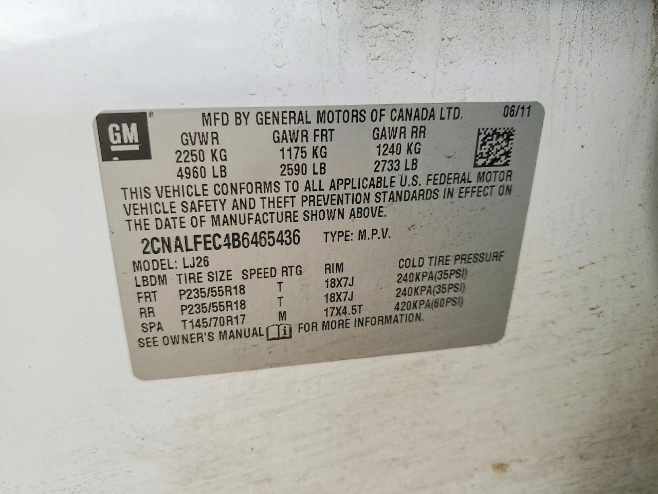 2011 Chevrolet Equinox Ltz White vin: 2CNALFEC4B6465436