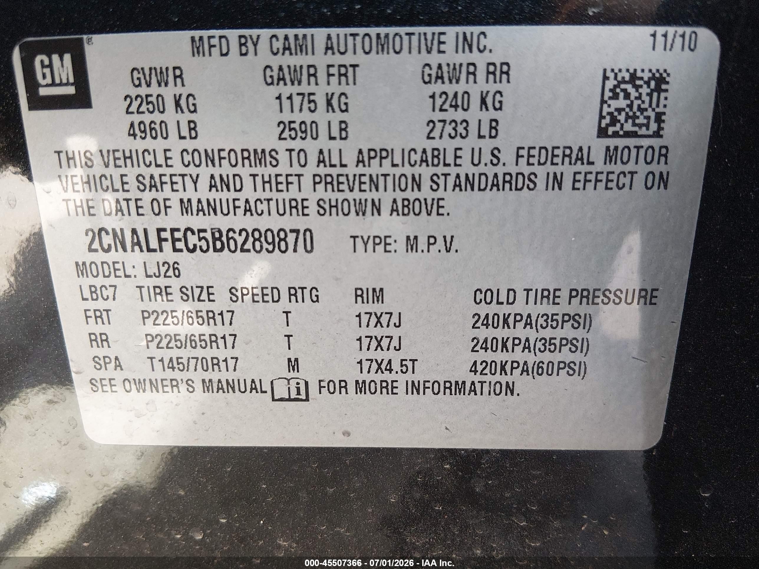 2011 Chevrolet Equinox Ltz Black vin: 2CNALFEC5B6289870