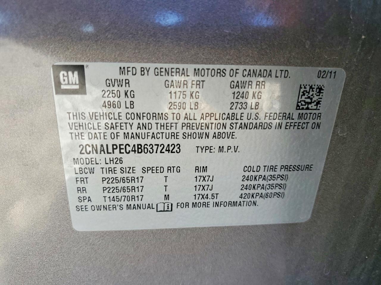 2011 Chevrolet Equinox Lt Gray vin: 2CNALPEC4B6372423