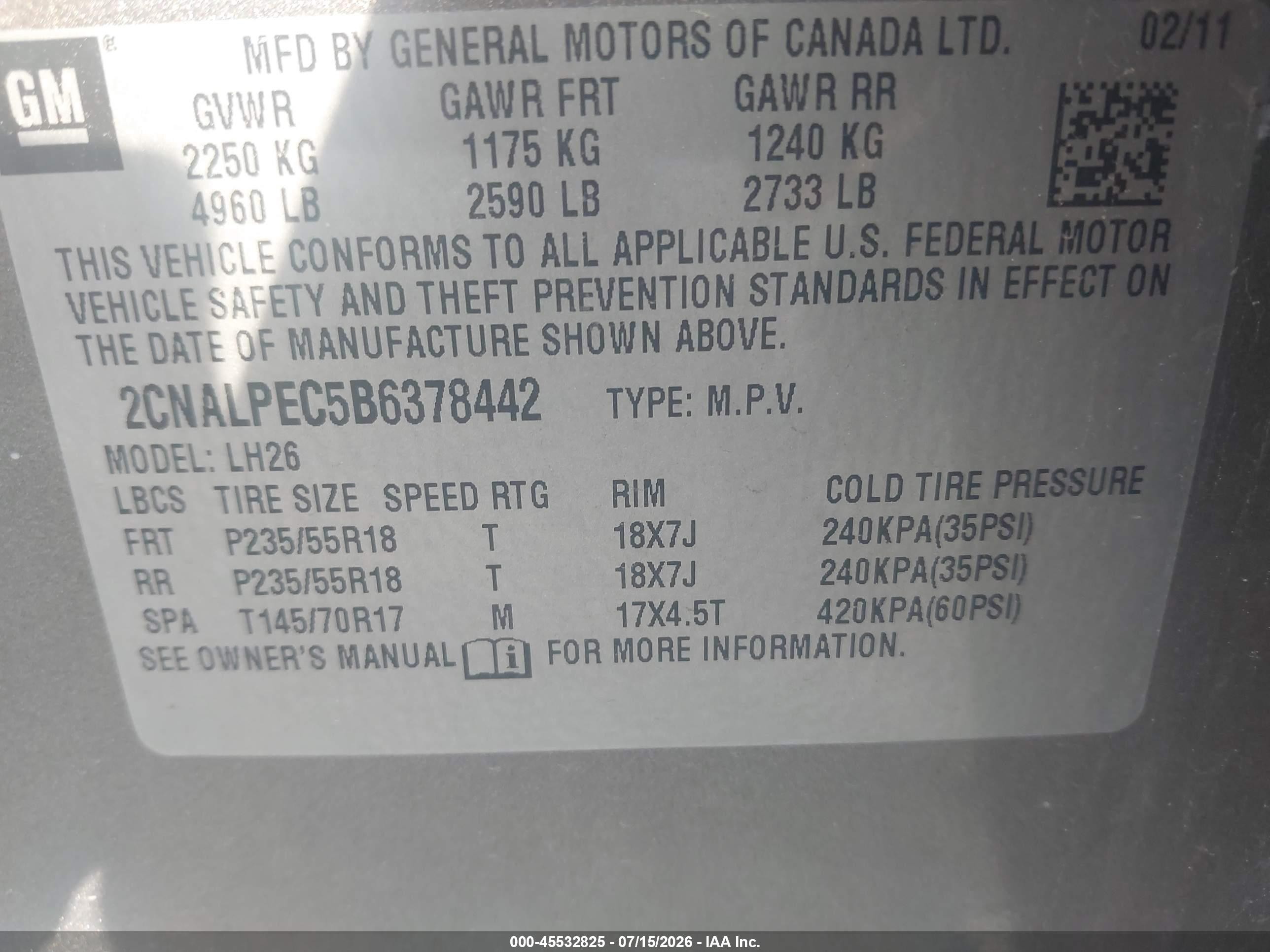 2011 Chevrolet Equinox Lt W/2lt Золотой vin: 2CNALPEC5B6378442