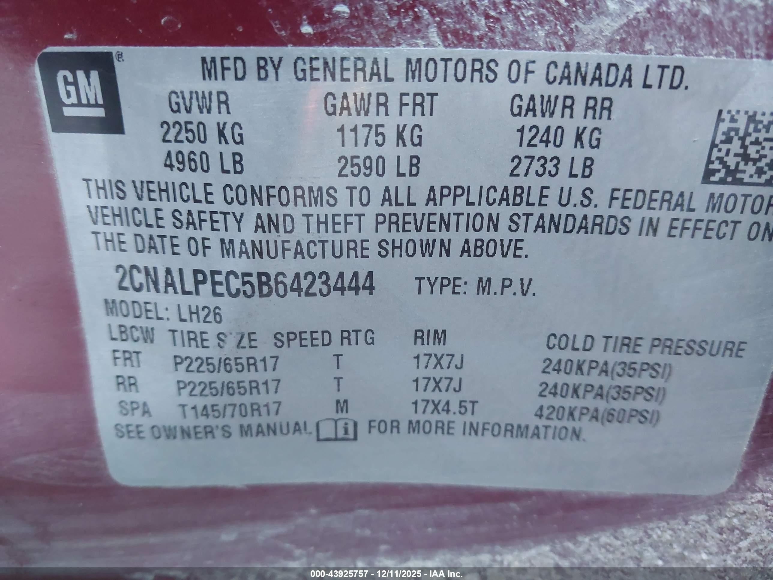 2011 Chevrolet Equinox 2lt Burgundy vin: 2CNALPEC5B6423444