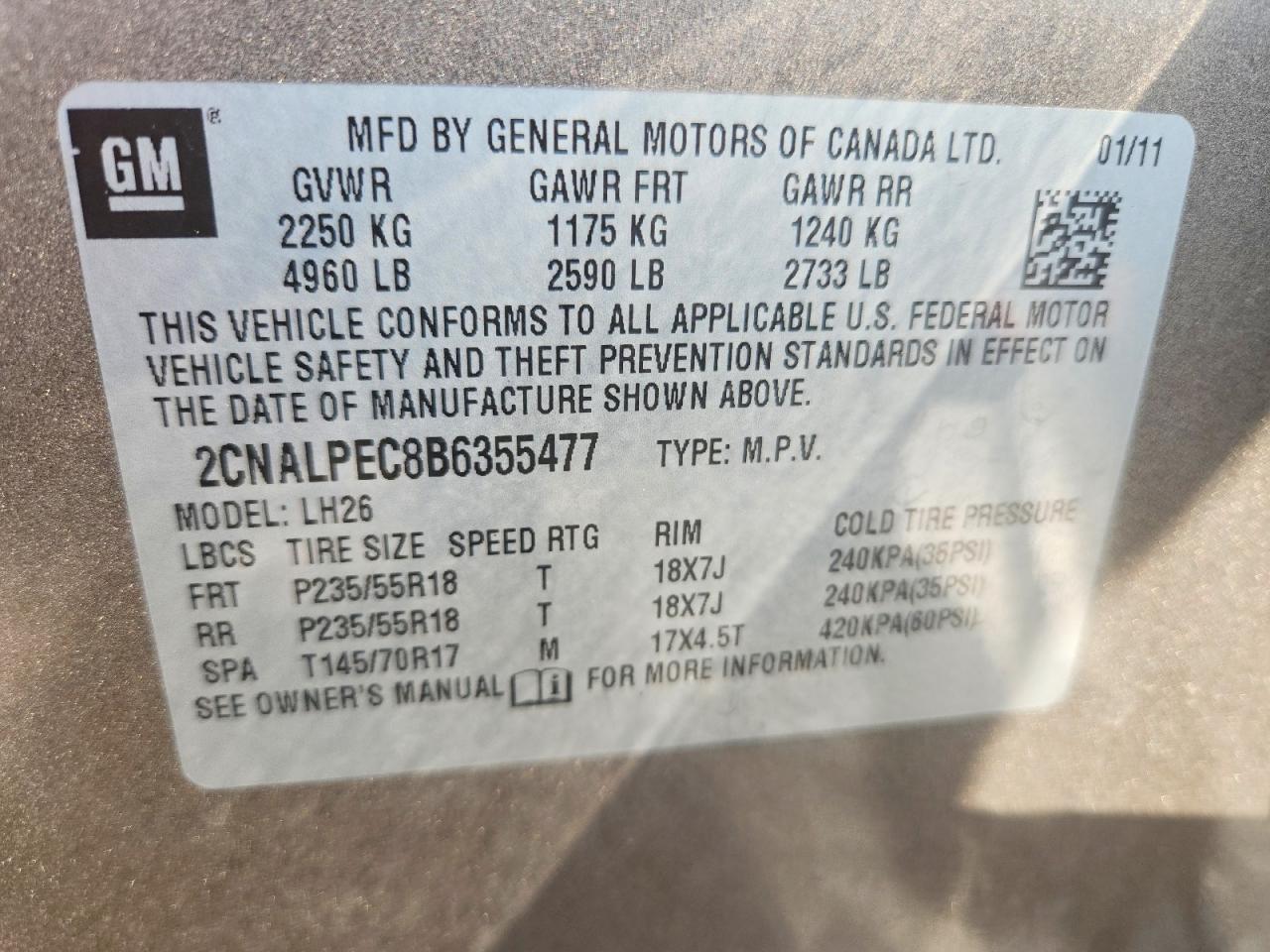 2011 Chevrolet Equinox Lt Gray vin: 2CNALPEC8B6355477