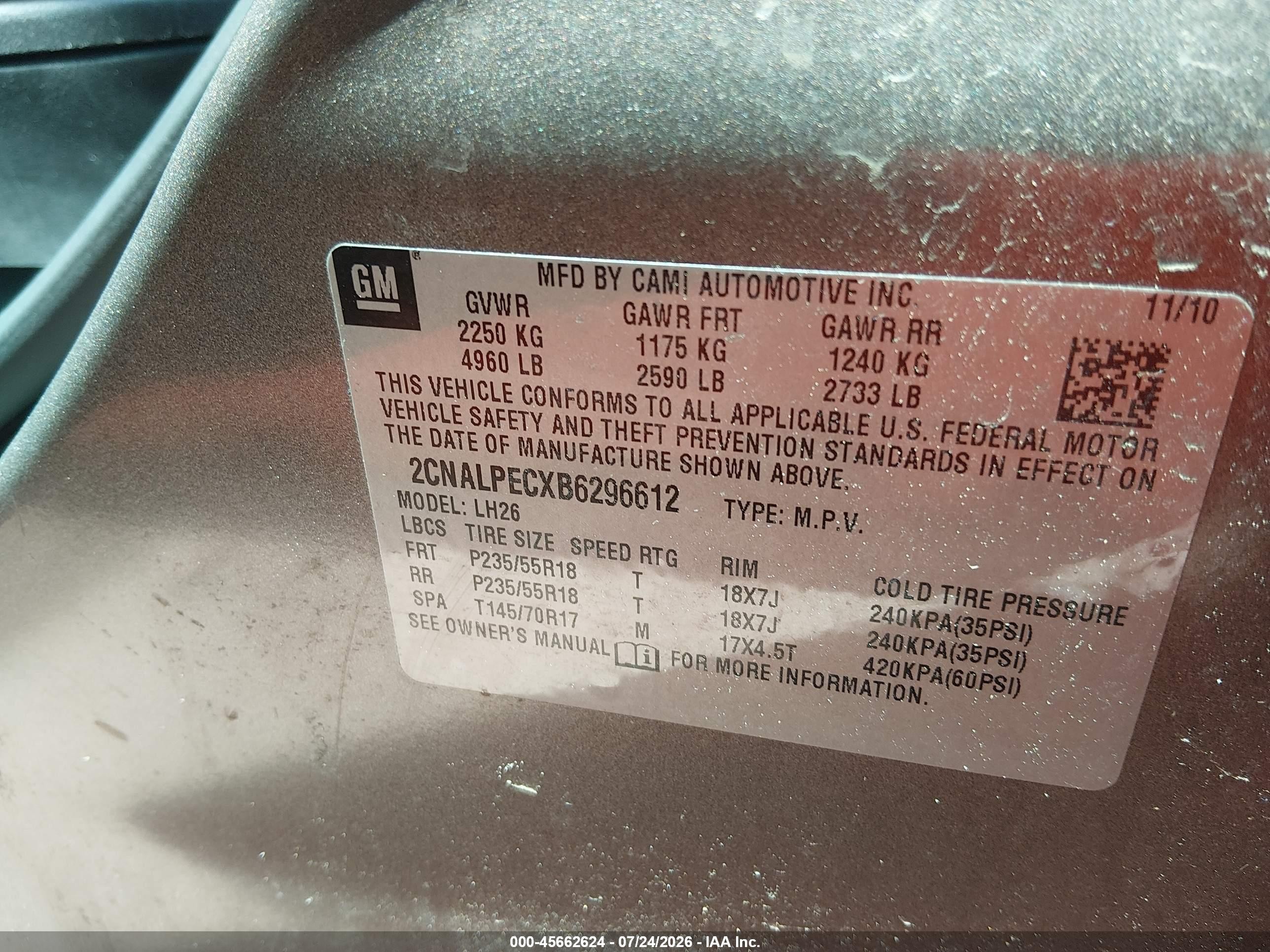 2011 Chevrolet Equinox 2lt Gray vin: 2CNALPECXB6296612