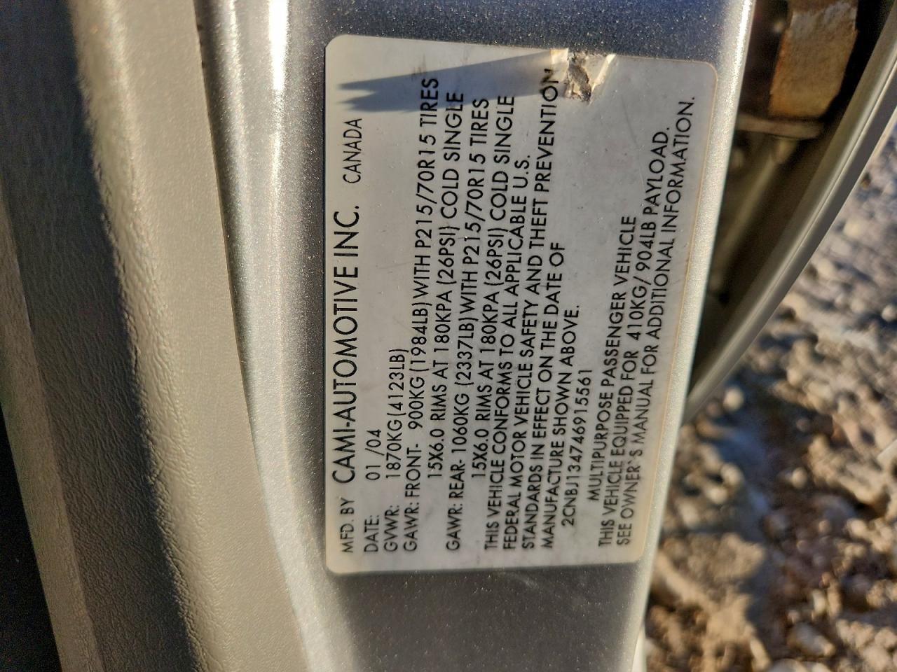 2004 Chevrolet Tracker Silver vin: 2CNBJ134746915561