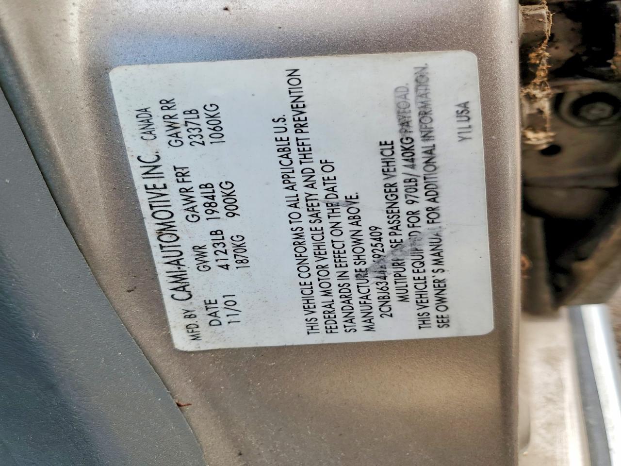 2002 Chevrolet Tracker Lt Gray vin: 2CNBJ634426925409
