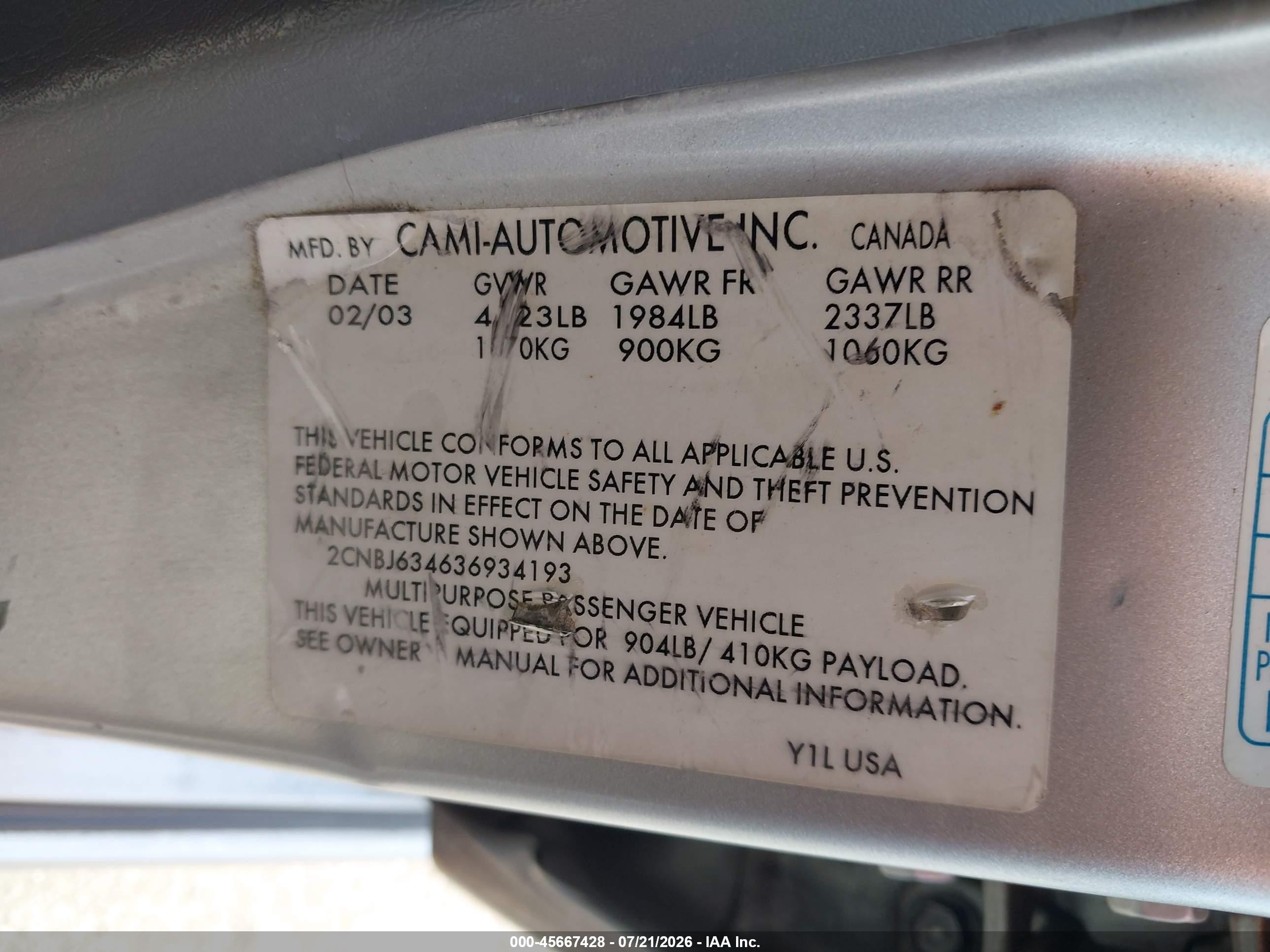 2003 Chevrolet Tracker Hard Top Lt Silver vin: 2CNBJ634636934193