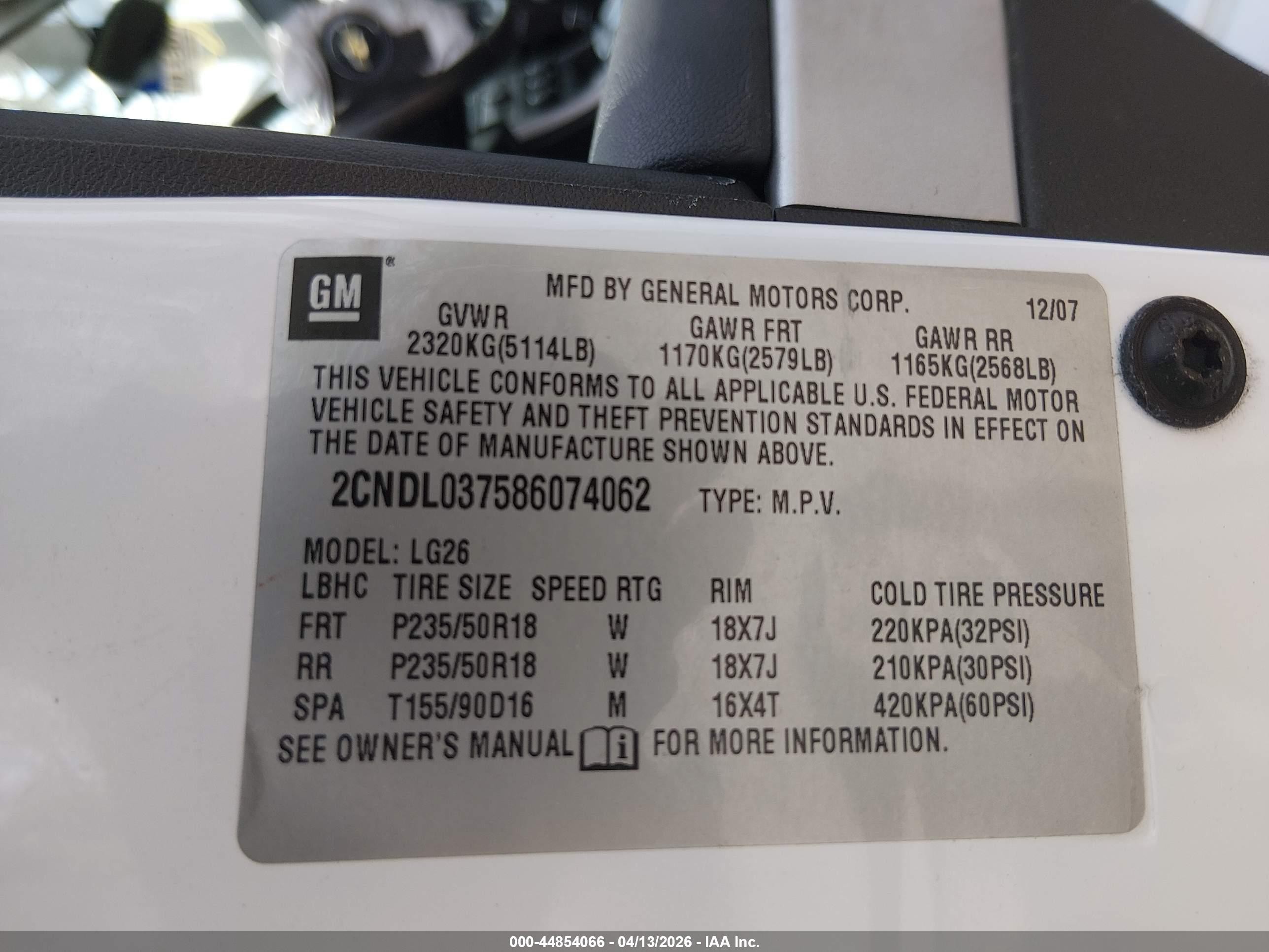 2008 Chevrolet Equinox Sport Белый vin: 2CNDL037586074062