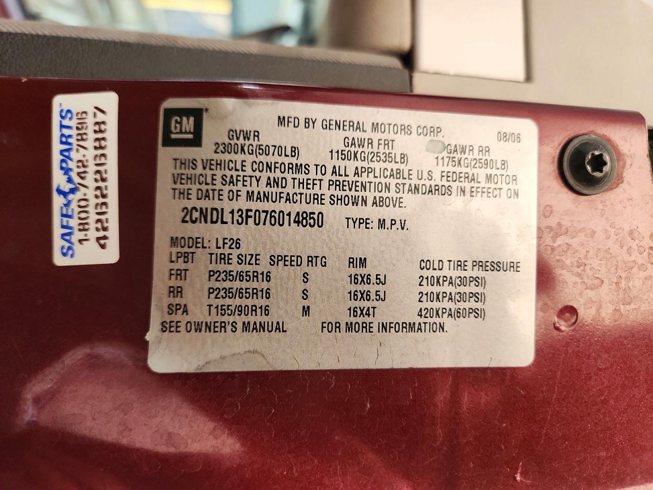 2007 Chevrolet Equinox Ls Burgundy vin: 2CNDL13F076014850