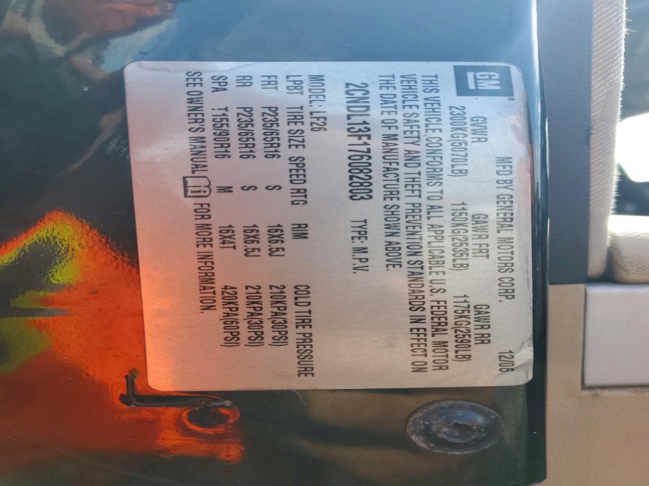 2007 Chevrolet Equinox Ls Black vin: 2CNDL13F176082803