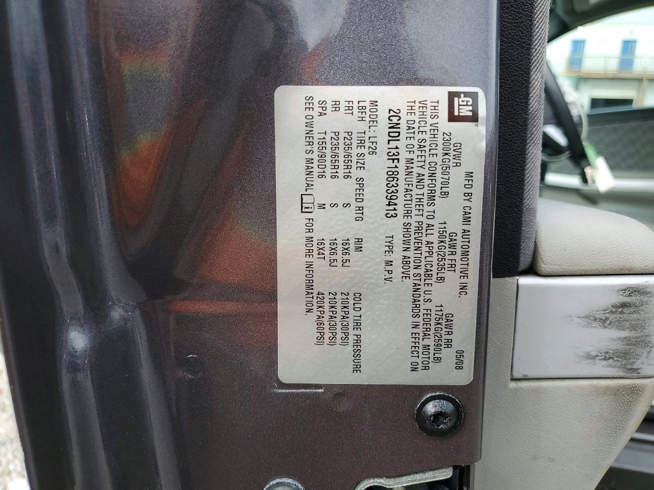 2008 Chevrolet Equinox Ls Gray vin: 2CNDL13F186339413