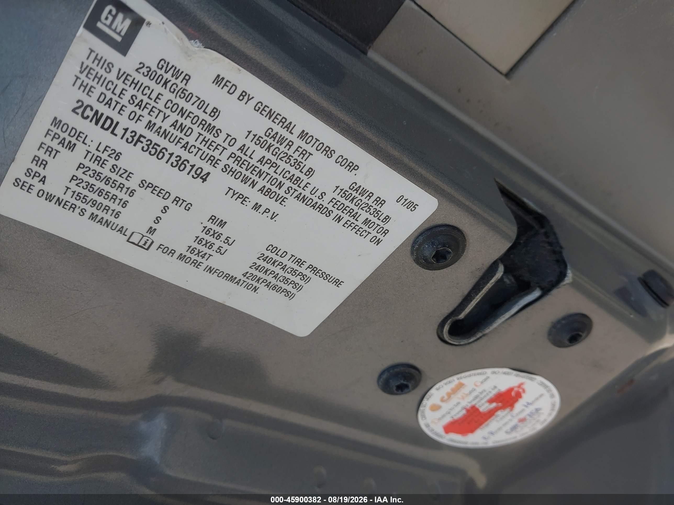 2005 Chevrolet Equinox Ls Gray vin: 2CNDL13F356136194