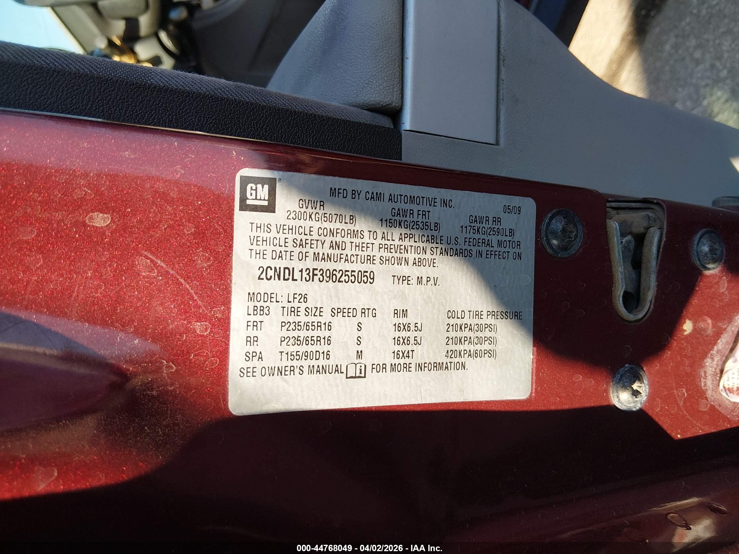 2009 Chevrolet Equinox Ls Burgundy vin: 2CNDL13F396255059