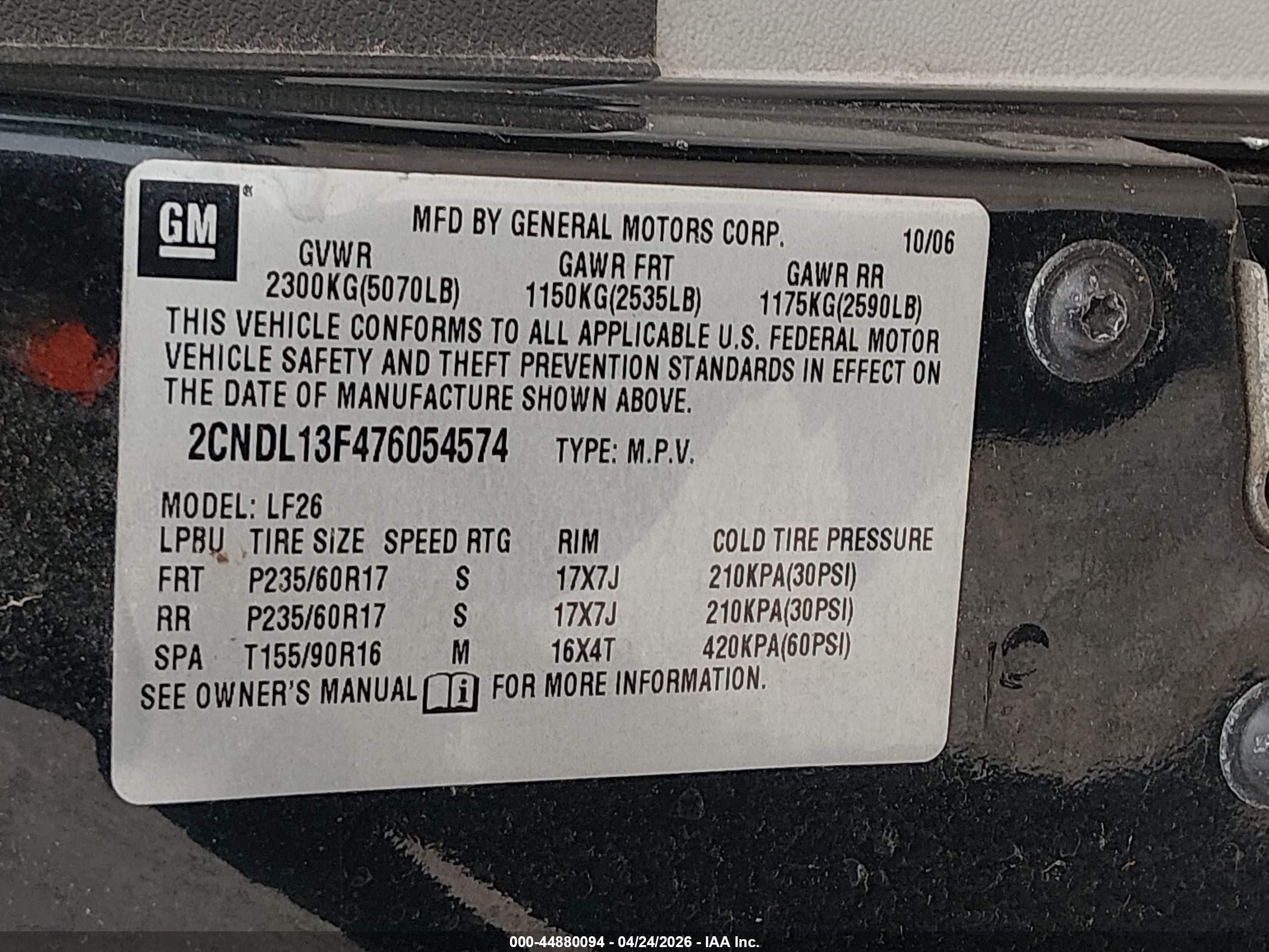 2007 Chevrolet Equinox Ls Black vin: 2CNDL13F476054574