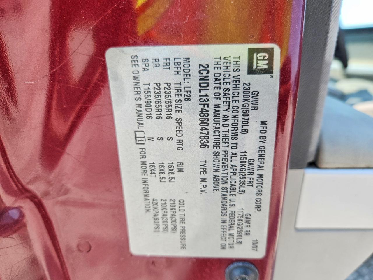 2008 Chevrolet Equinox Ls Burgundy vin: 2CNDL13F486047836