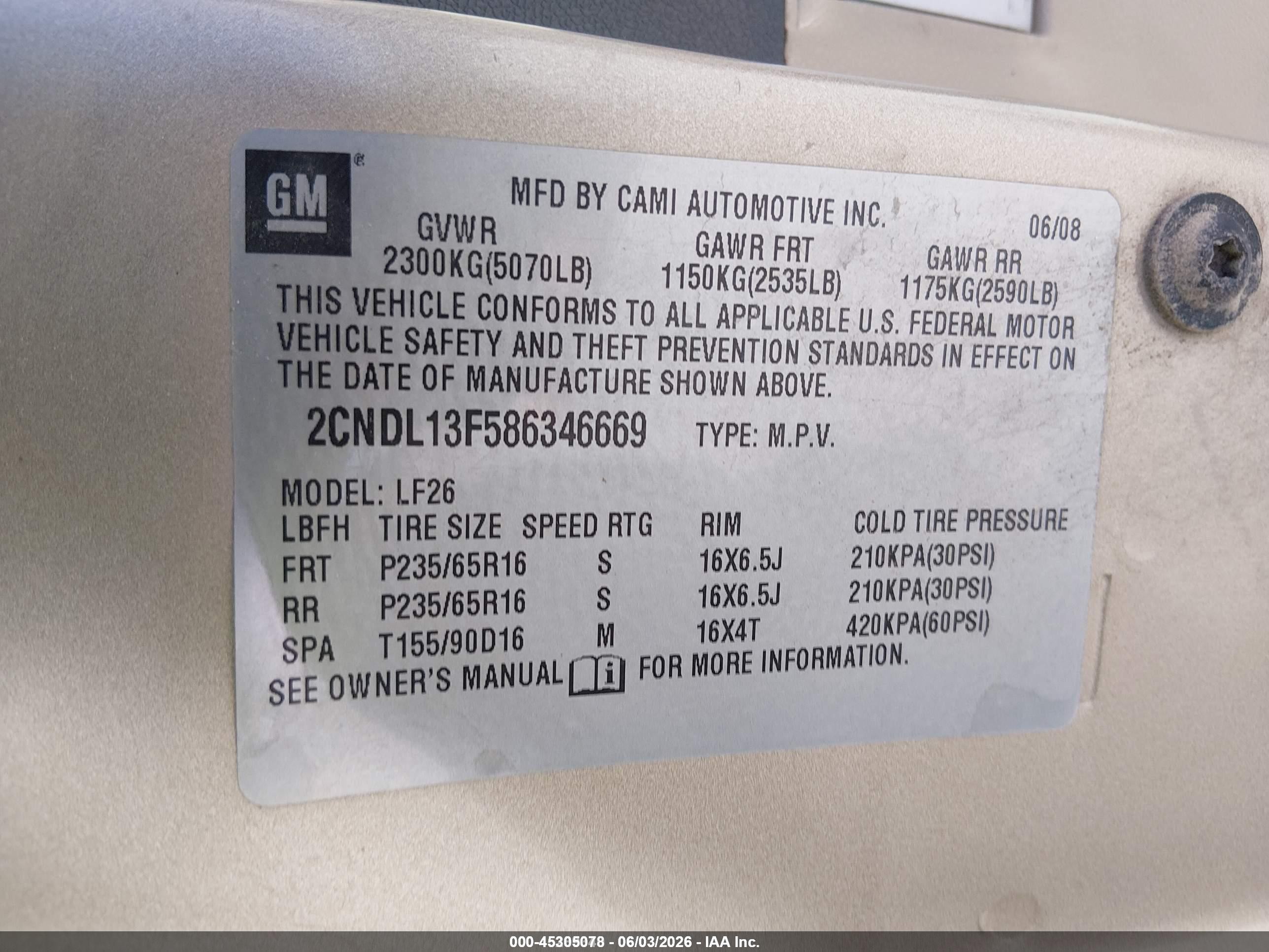 2008 Chevrolet Equinox Ls Gold vin: 2CNDL13F586346669