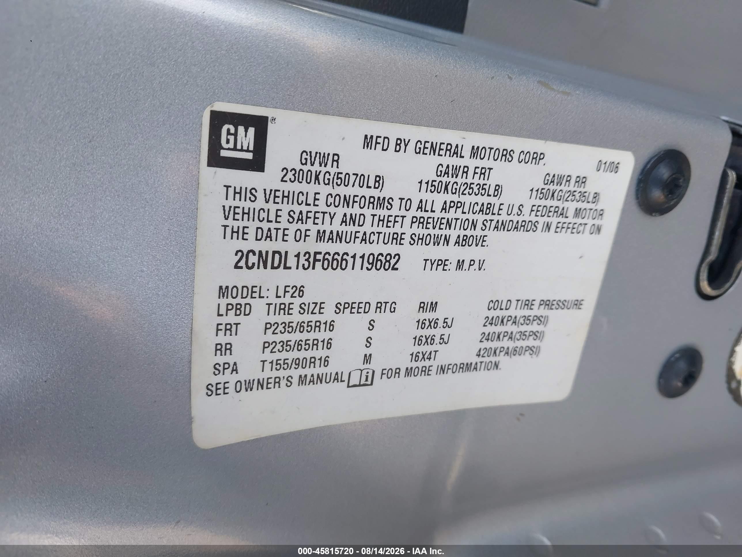 2006 Chevrolet Equinox Ls Gray vin: 2CNDL13F666119682