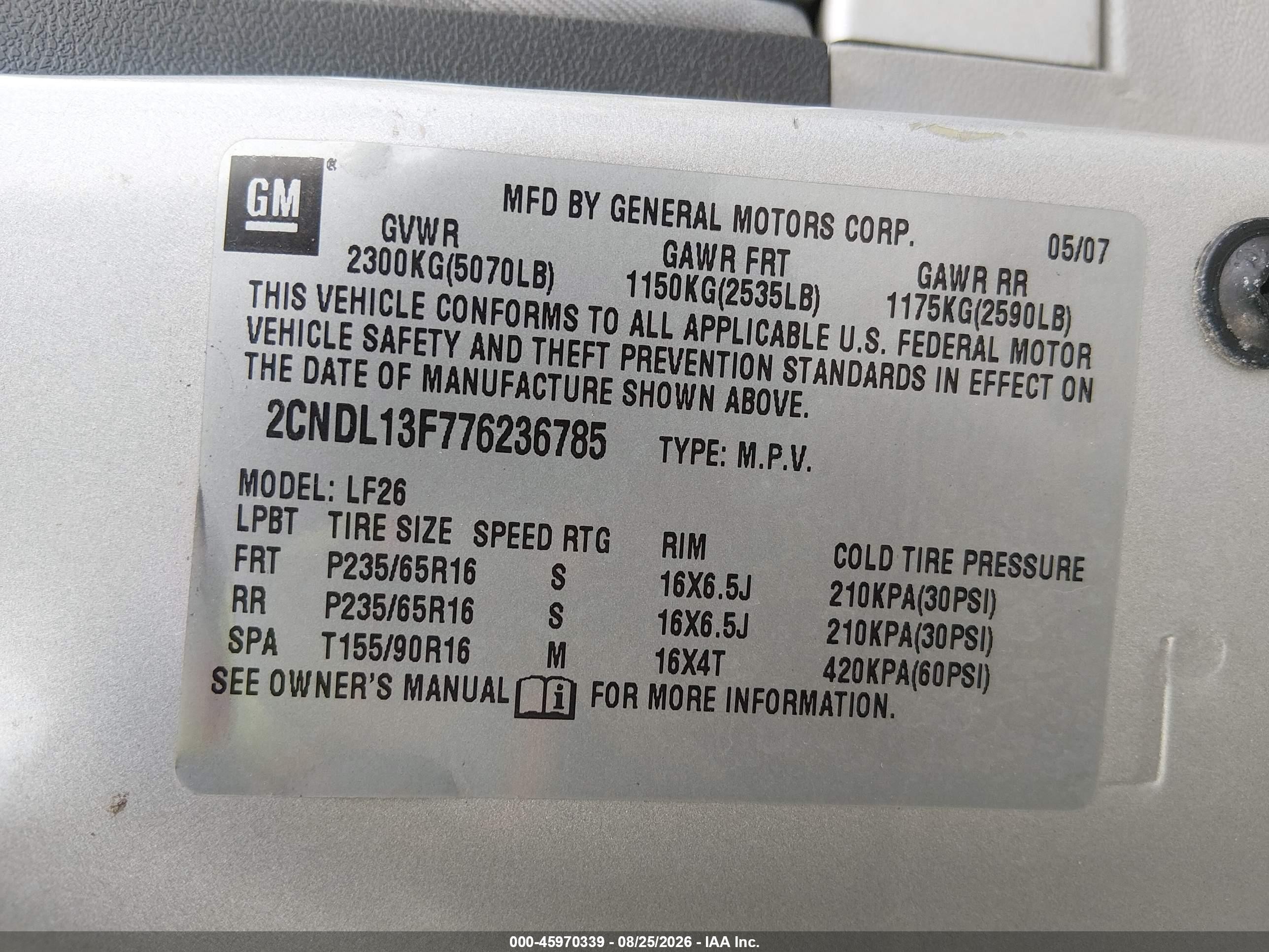 2007 Chevrolet Equinox Ls Silver vin: 2CNDL13F776236785
