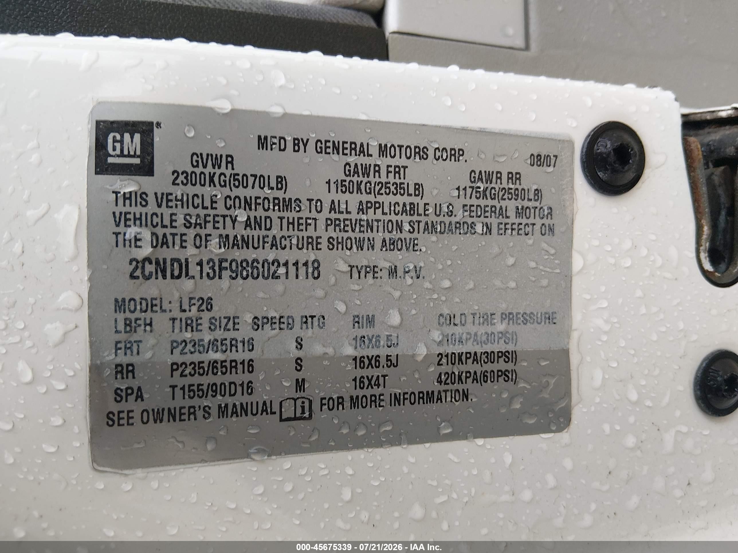 2008 Chevrolet Equinox Ls White vin: 2CNDL13F986021118