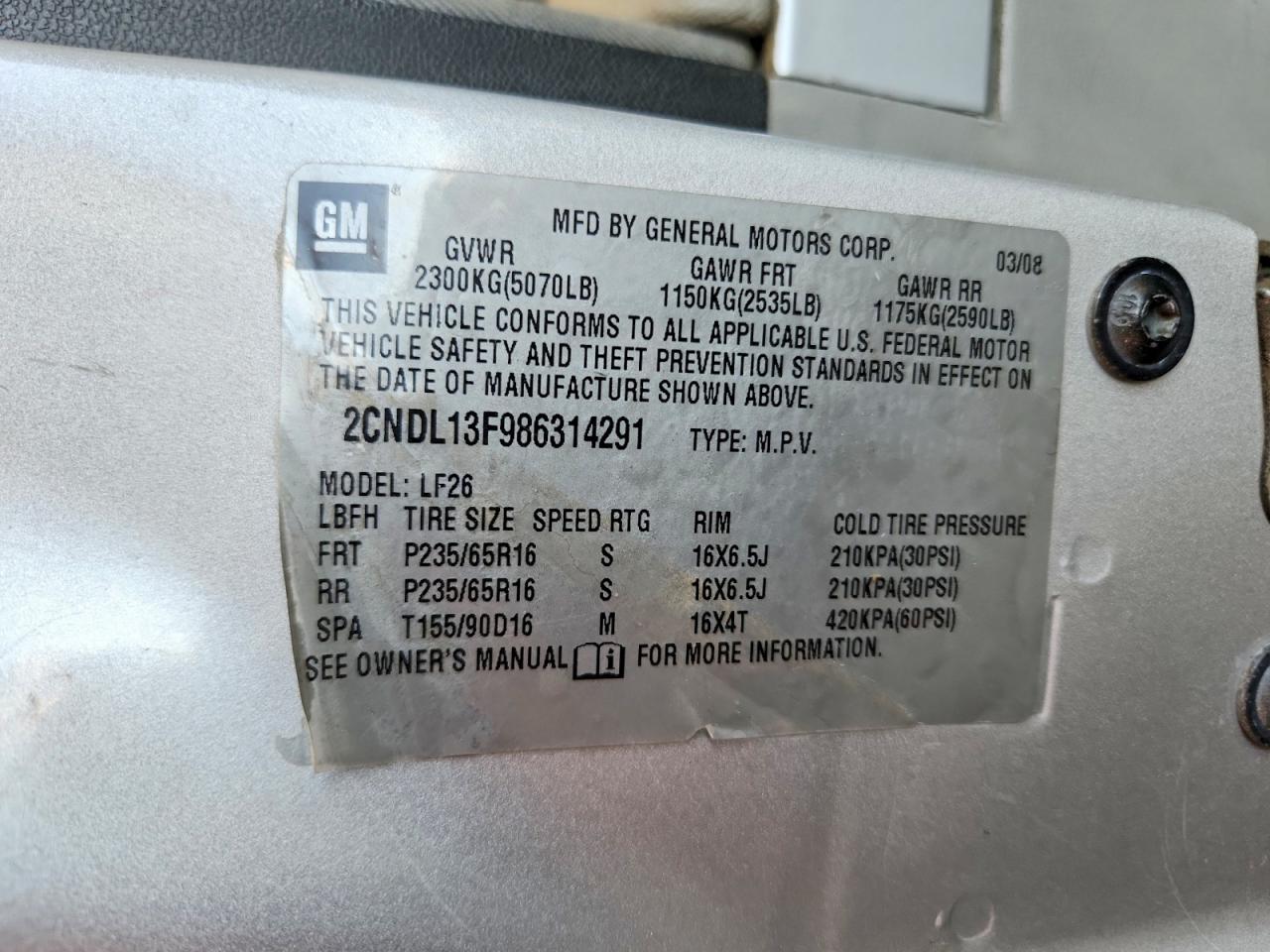 2008 Chevrolet Equinox Ls Серебряный vin: 2CNDL13F986314291