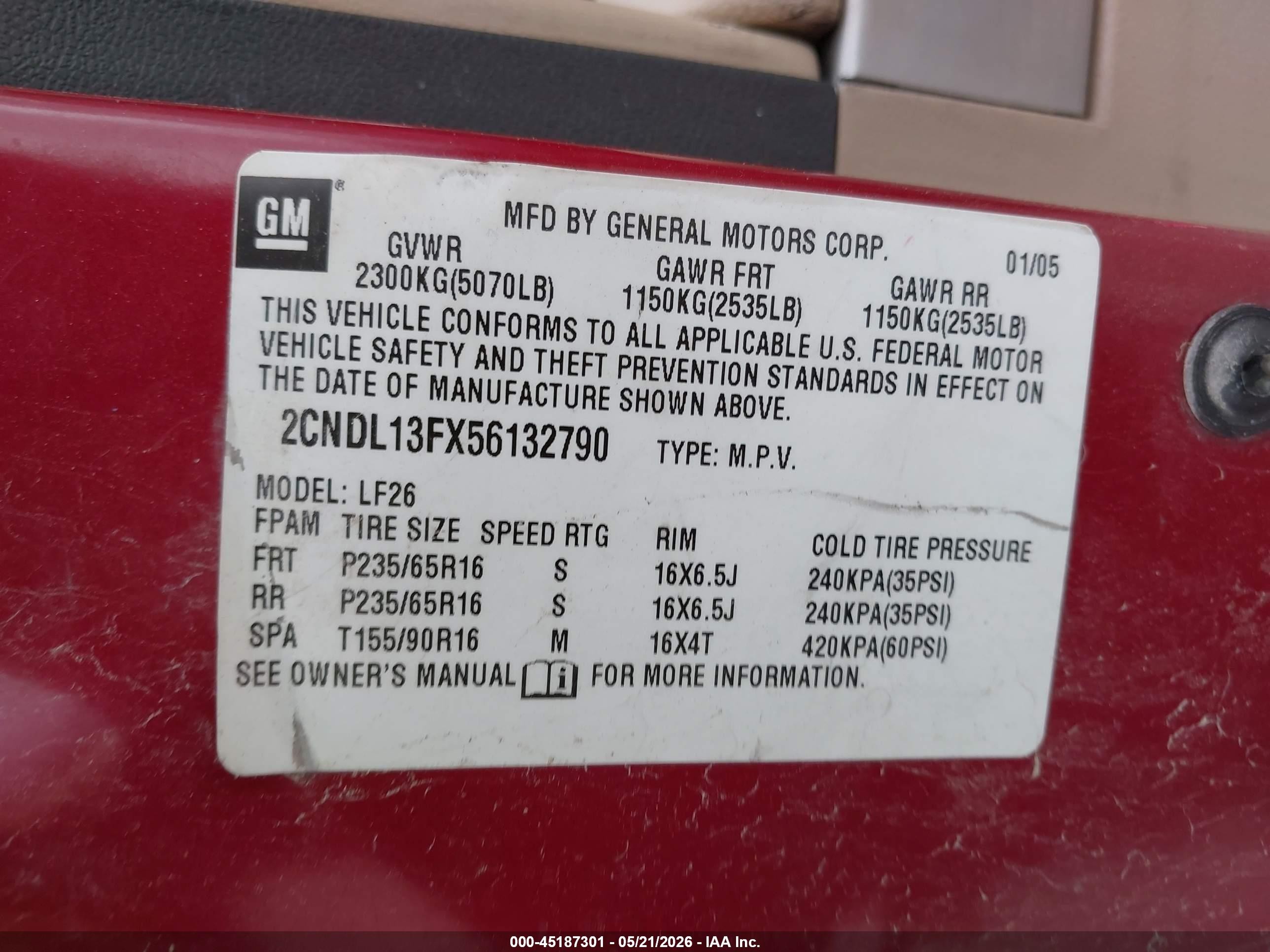 2005 Chevrolet Equinox Ls Red vin: 2CNDL13FX56132790