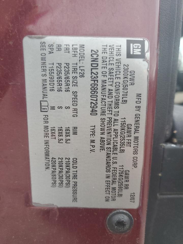 2008 Chevrolet Equinox Ls Burgundy vin: 2CNDL23F686072940