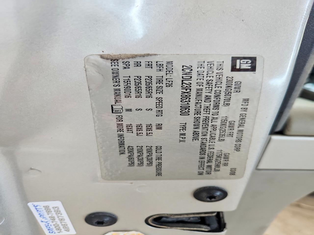 2008 Chevrolet Equinox Ls Серебряный vin: 2CNDL23FX86310630