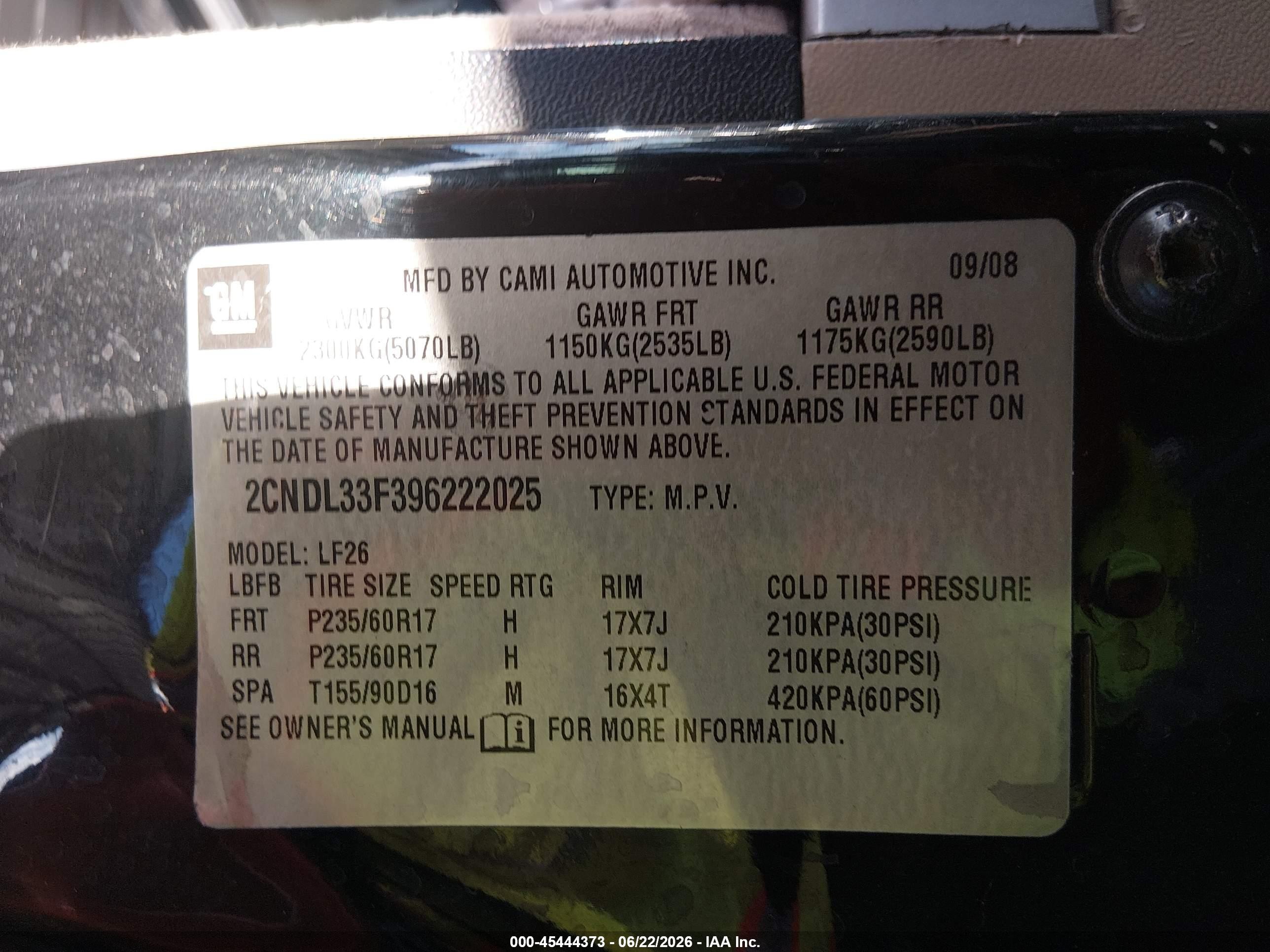 2009 Chevrolet Equinox Lt Black vin: 2CNDL33F396222025