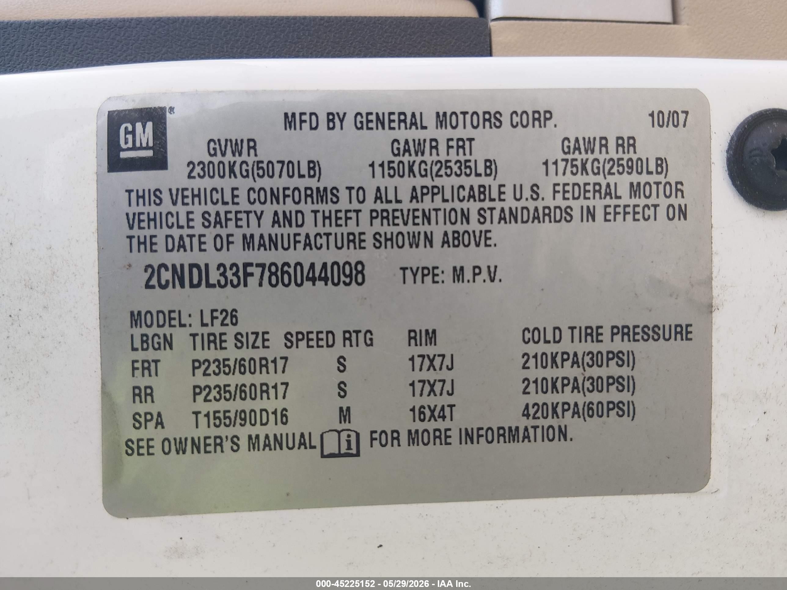 2008 Chevrolet Equinox Lt White vin: 2CNDL33F786044098