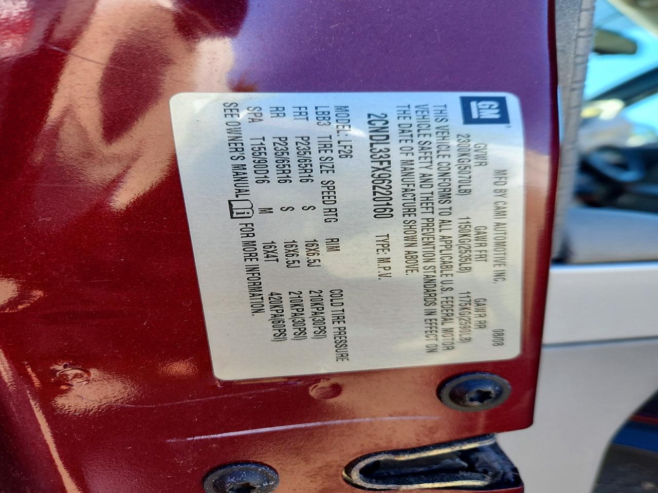 2009 Chevrolet Equinox Lt Burgundy vin: 2CNDL33FX96220160