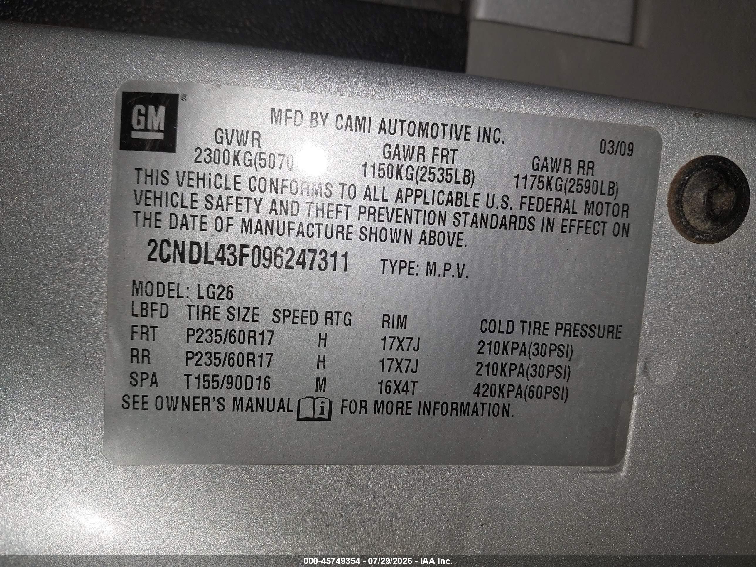 2009 Chevrolet Equinox Lt Серебряный vin: 2CNDL43F096247311