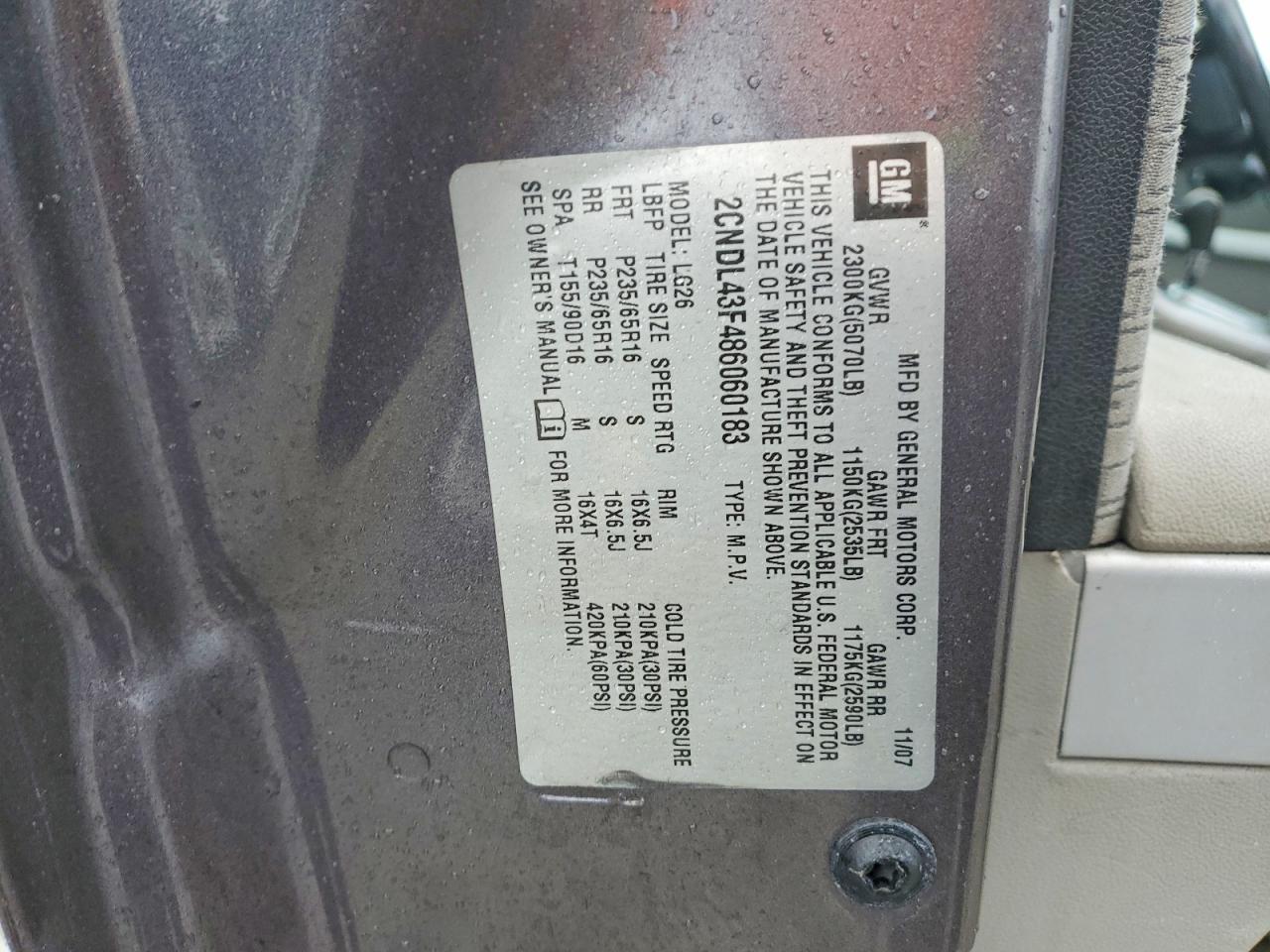 2008 Chevrolet Equinox Lt Gray vin: 2CNDL43F486060183