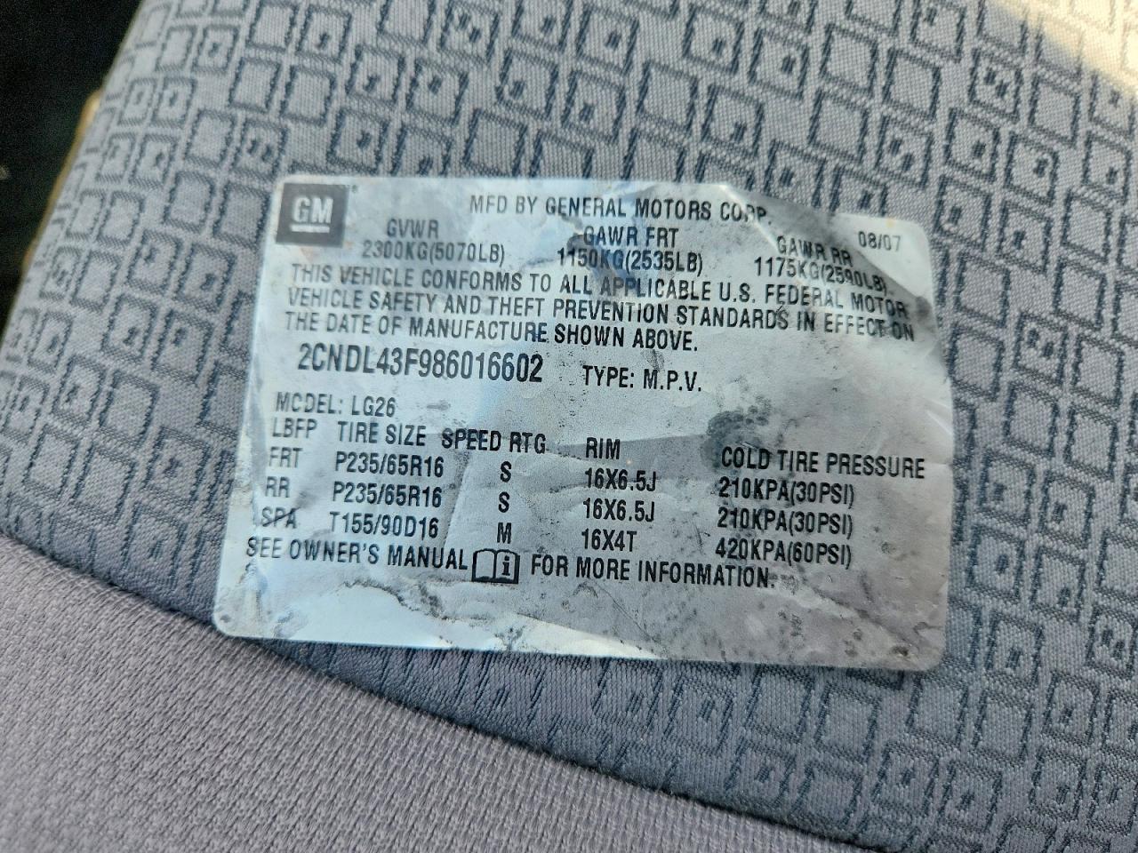 2008 Chevrolet Equinox Lt Gray vin: 2CNDL43F986016602
