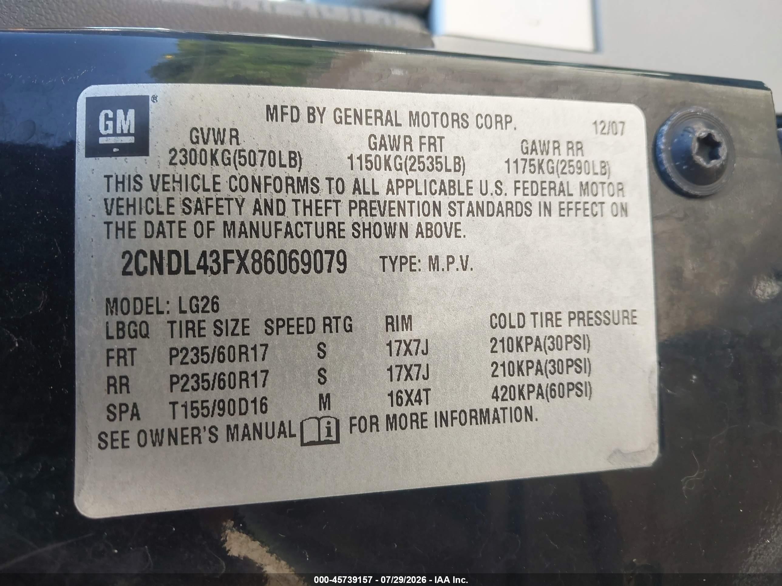2008 Chevrolet Equinox Lt Black vin: 2CNDL43FX86069079