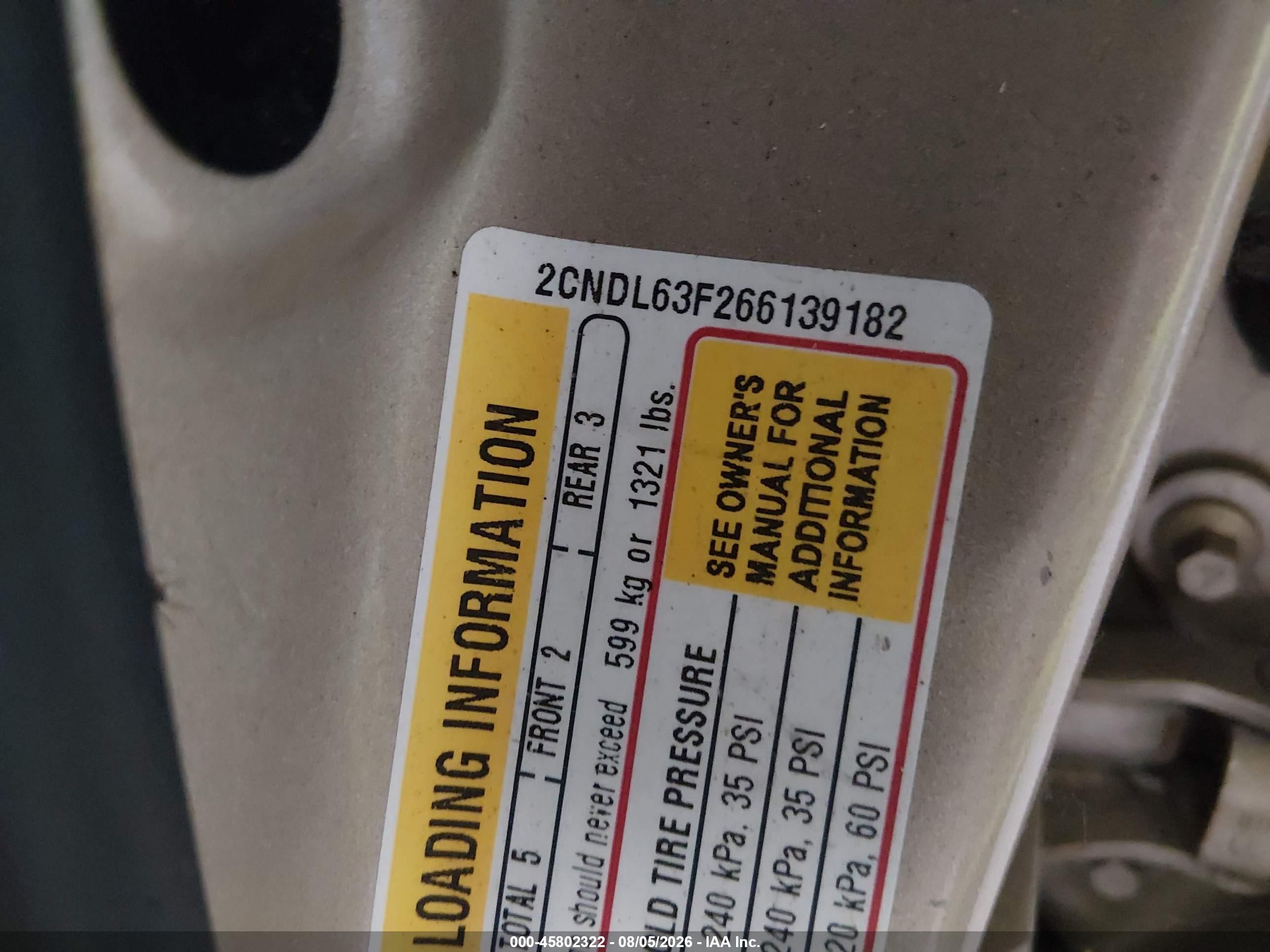 2006 Chevrolet Equinox Lt Gold vin: 2CNDL63F266139182