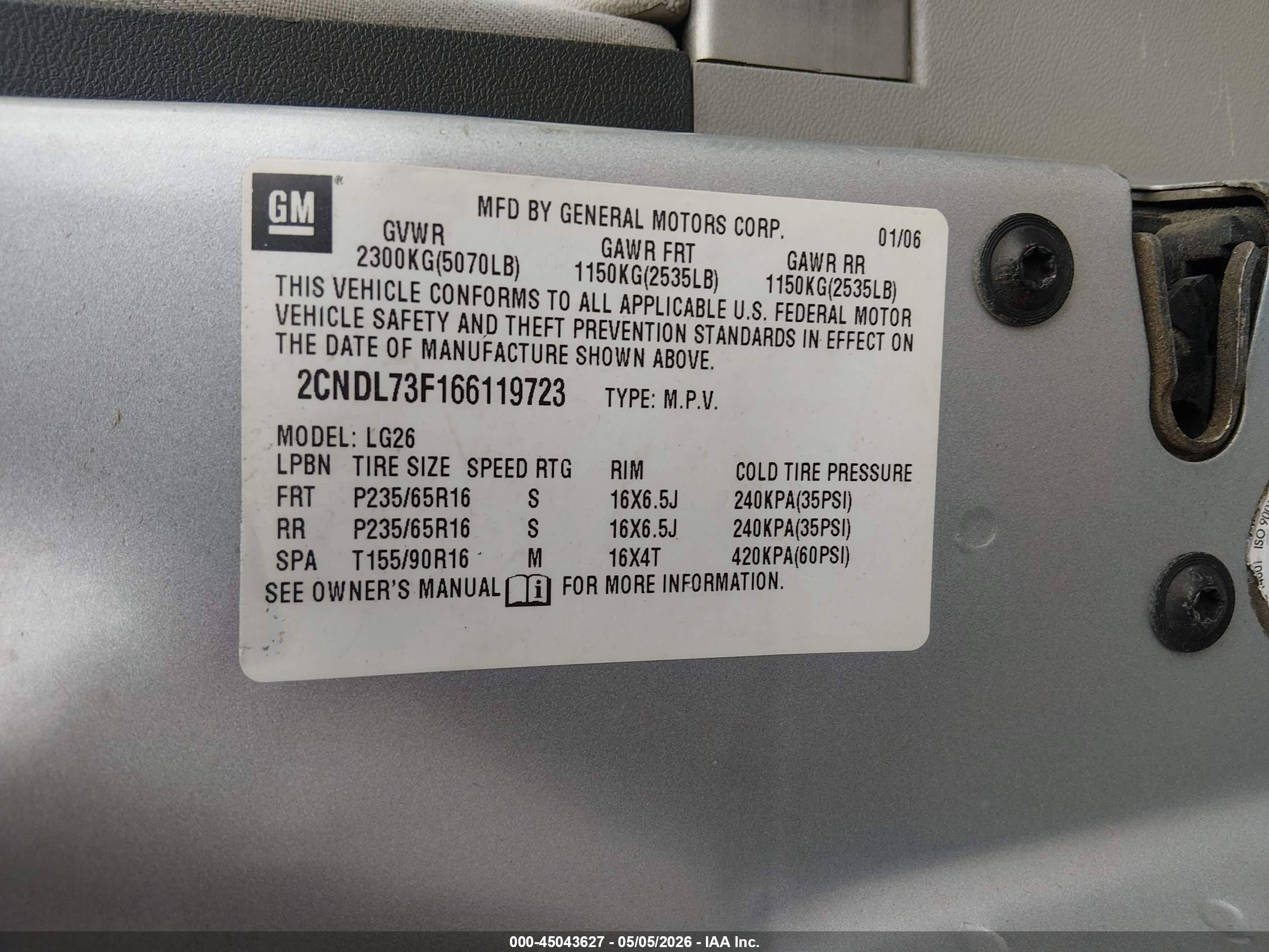 2006 Chevrolet Equinox Lt Silver vin: 2CNDL73F166119723