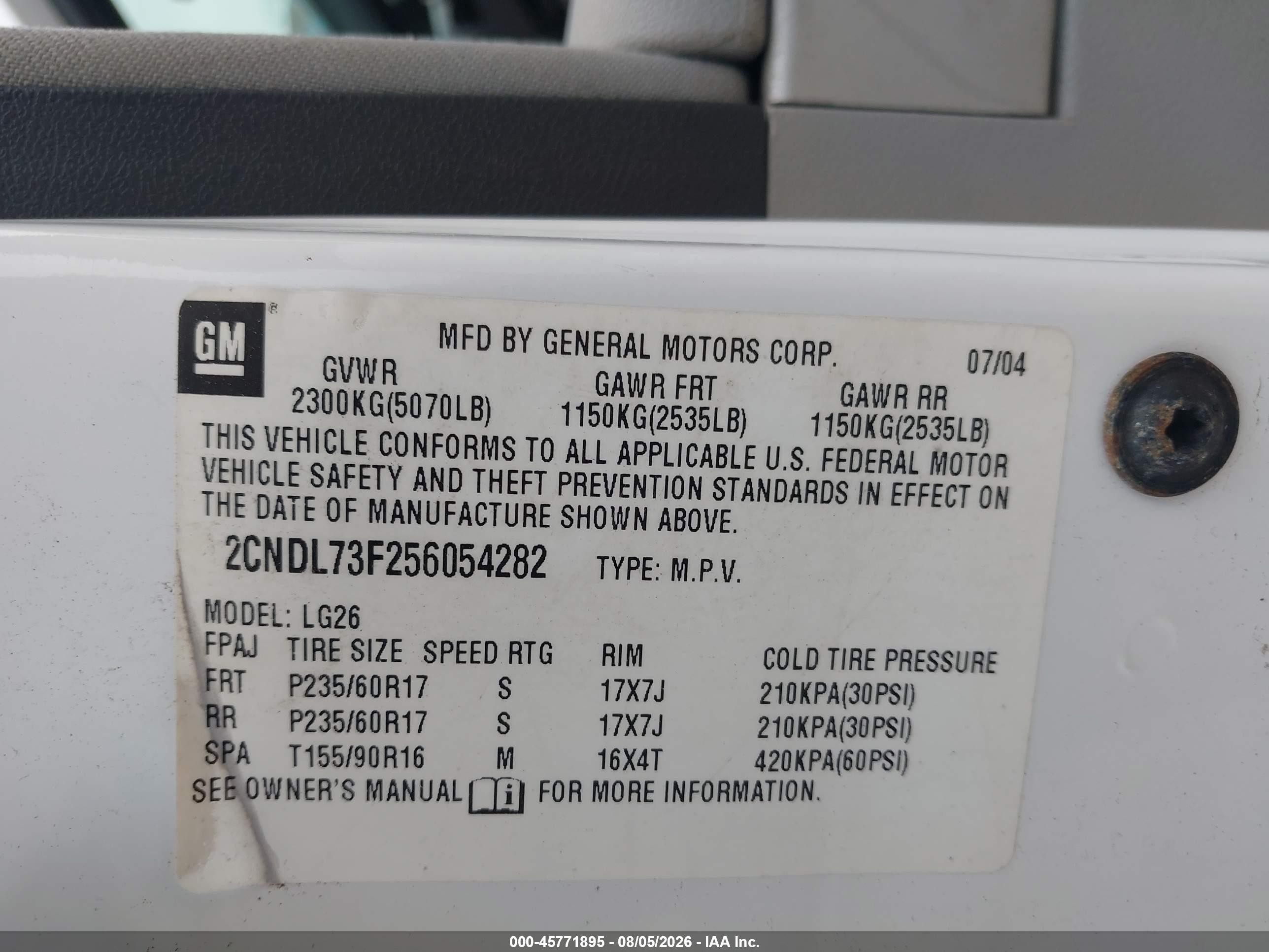 2005 Chevrolet Equinox Lt White vin: 2CNDL73F256054282