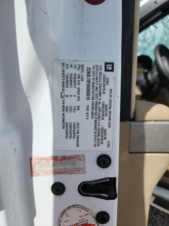 2005 Chevrolet Equinox Lt White vin: 2CNDL73F256058316