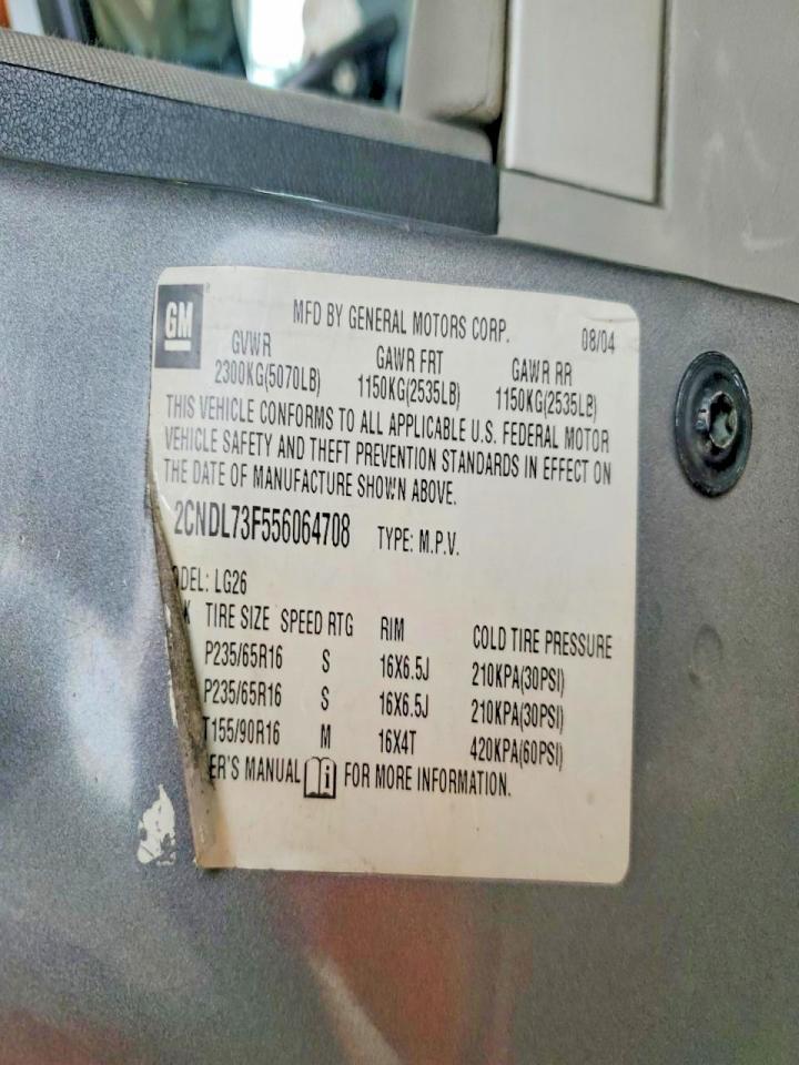 2005 Chevrolet Equinox Lt Серебряный vin: 2CNDL73F556064708