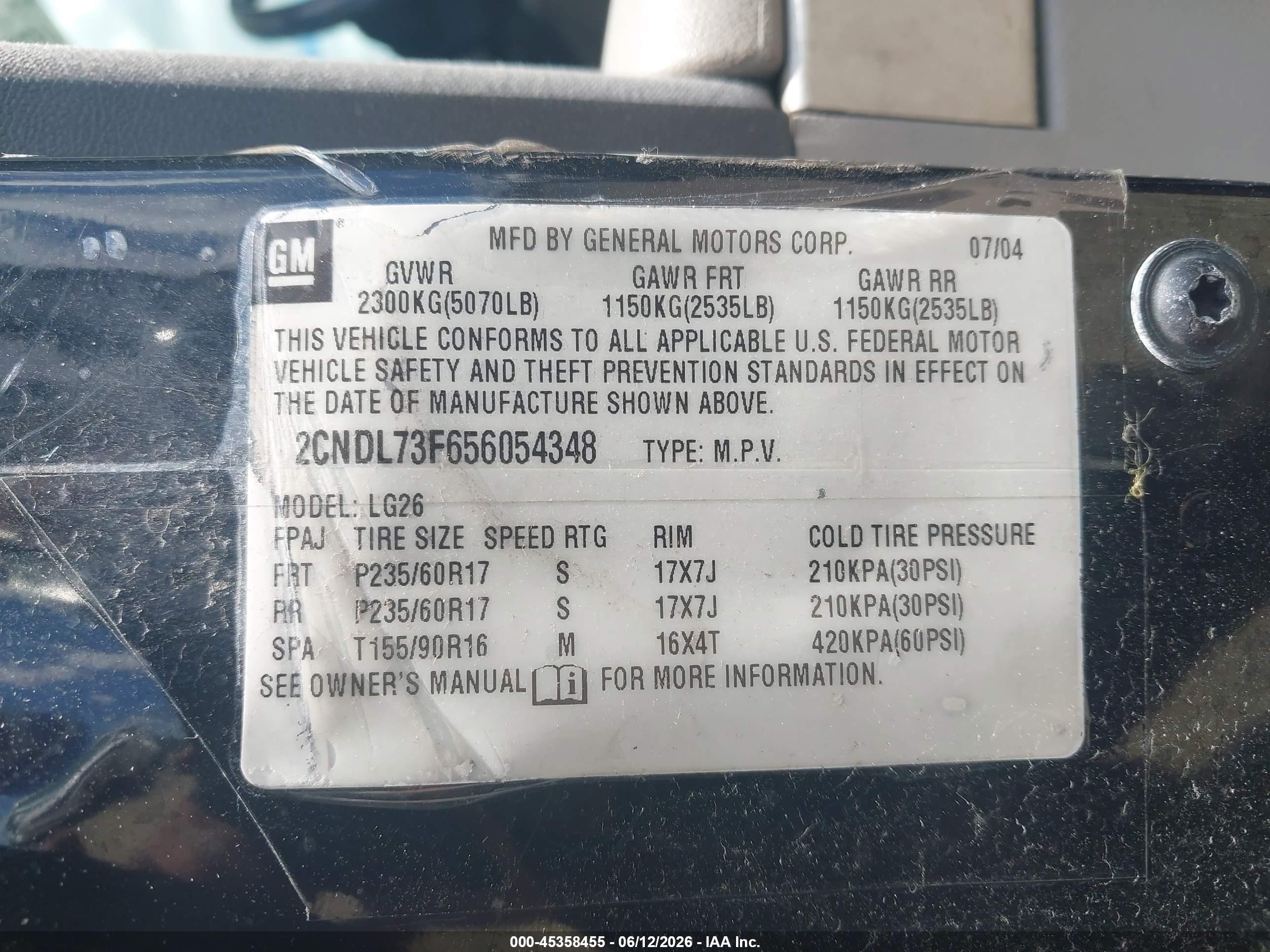 2005 Chevrolet Equinox Lt Black vin: 2CNDL73F656054348
