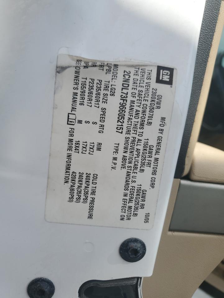 2006 Chevrolet Equinox White vin: 2CNDL73F966052157
